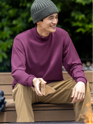 Stretch Fleece Mock Neck Long-Sleeve T-Shirt