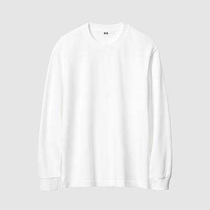 Uniqlo U AIRism Cotton Oversized Crew Neck Long Sleeved T-Shirt