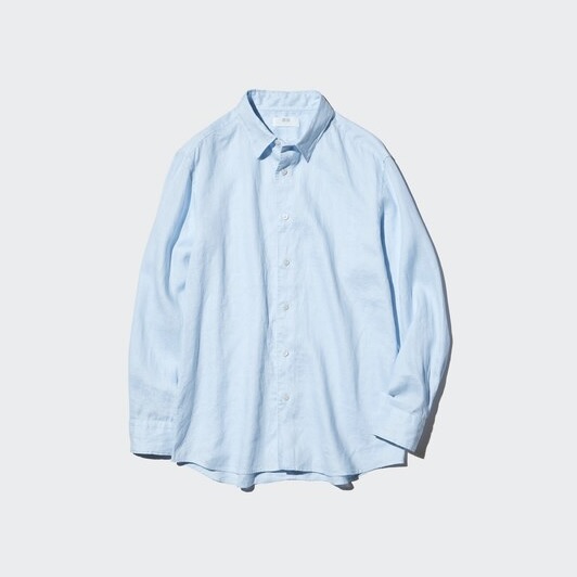 100% European Premium Linen Long Sleeve Shirt<br>