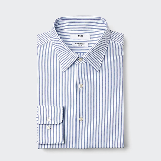 Super Non Iron Jersey Slim Fit Long Sleeve Shirt (Striped)