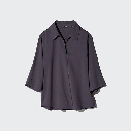 Rayon Skipper Collar 3/4 Sleeve Blouse