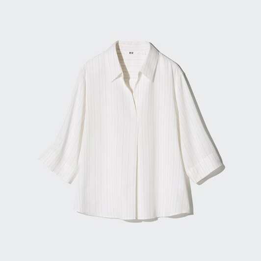 Rayon Skipper Collar Blouse 3/4 Sleeve