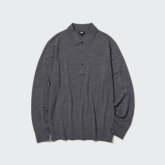EXTRA FINE MERINO LONG SLEEVE POLO SHIRT