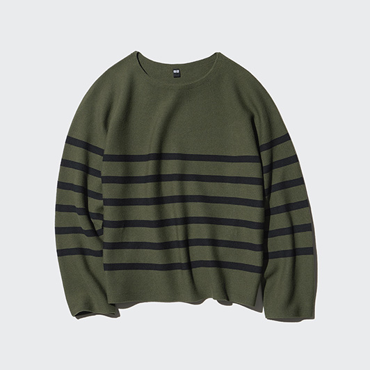 3D Knit Cotton Crew Neck Sweater