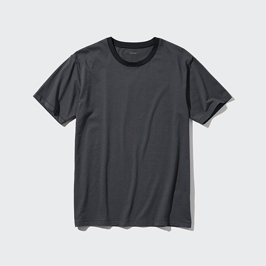 AIRism Cotton Crew Neck Striped T-Shirt