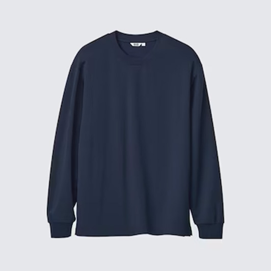 AIRism Cotton Crew Neck T-Shirt | Long Sleeve