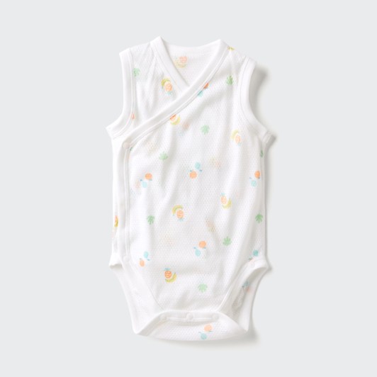 BABYNEWBORNコットンメッシュボディスーツノースリーブ