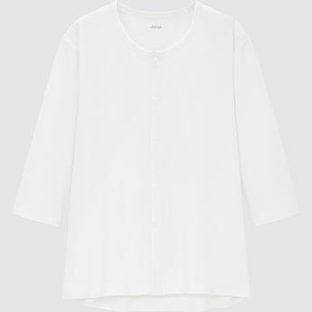 MEN エアリズム前あきクルーネックTシャツ(8分袖)