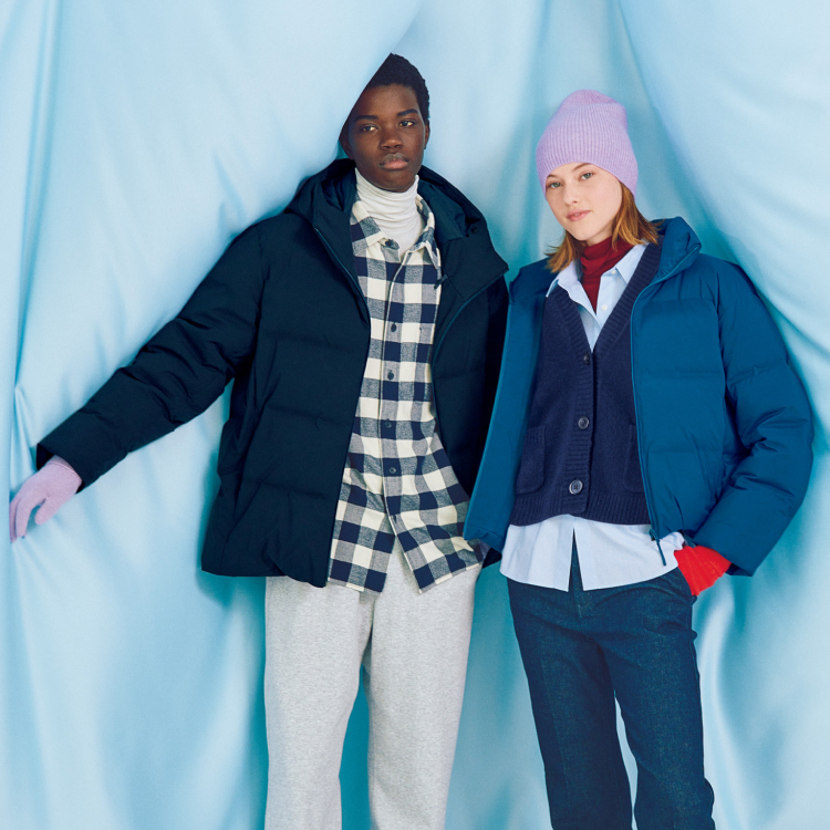 Female and male models image Down parka Short jacket