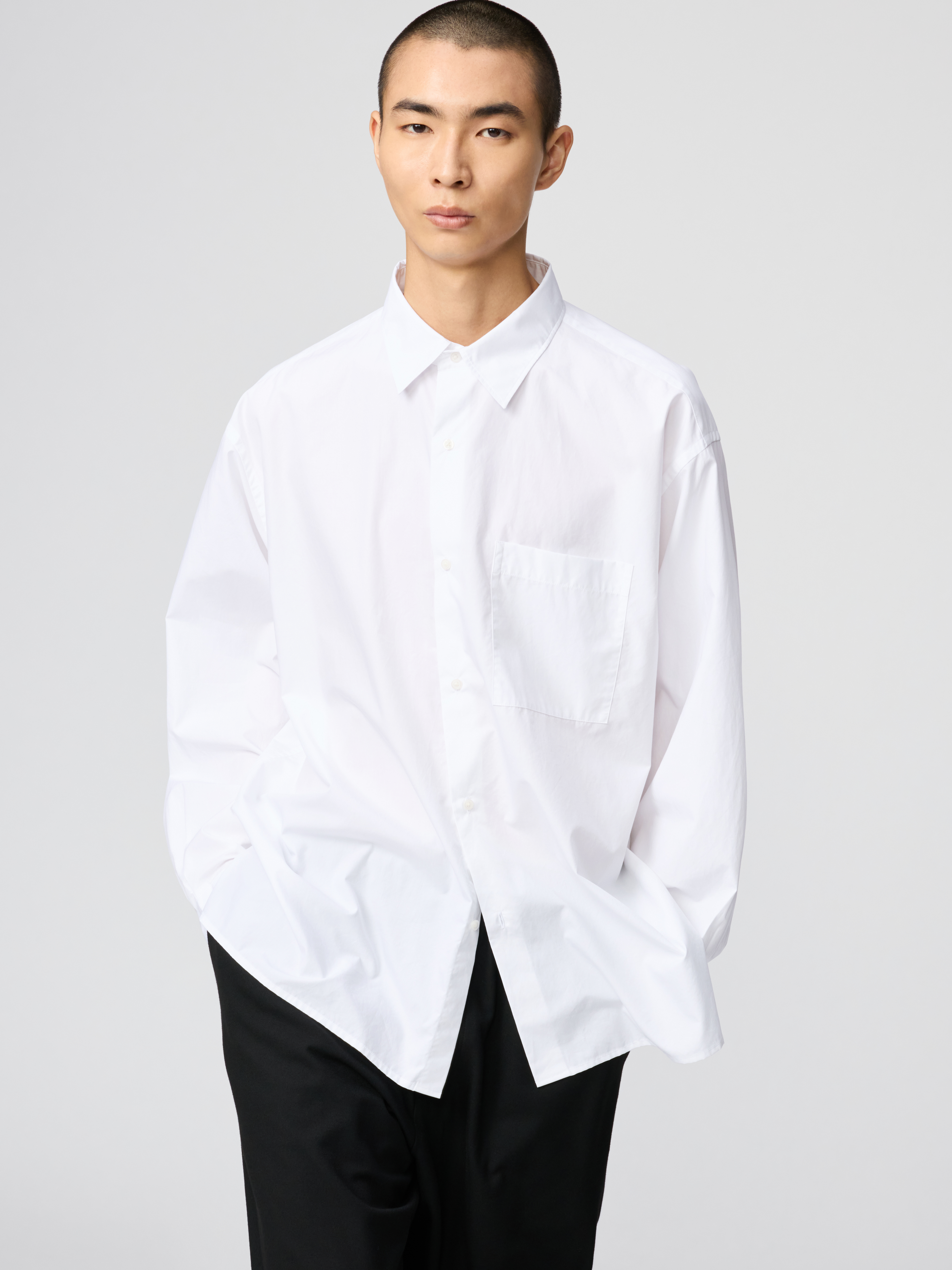 府綢寬版襯衫(長袖) (UNIQLO : C)