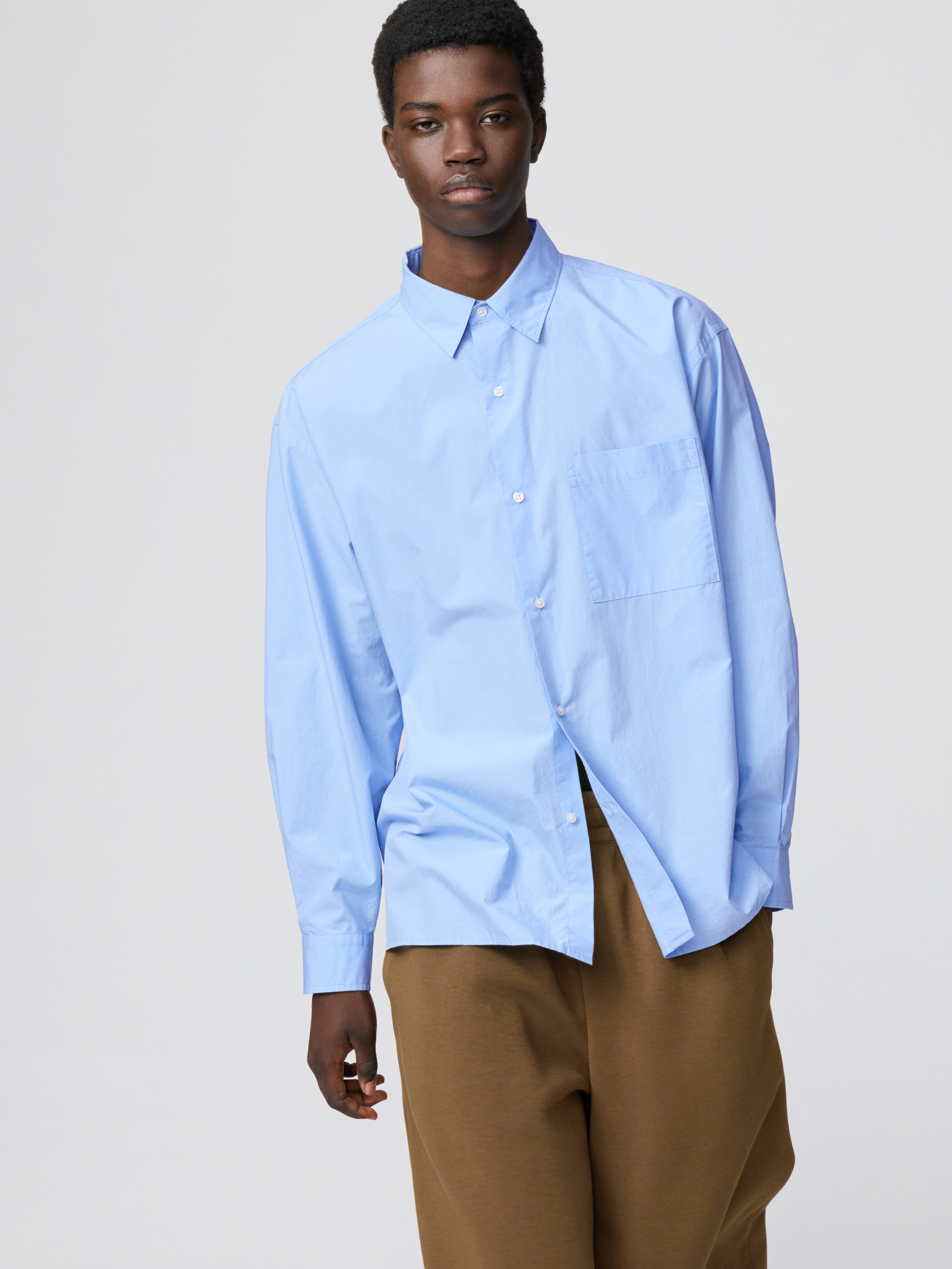 府綢寬版襯衫(長袖) (UNIQLO : C)