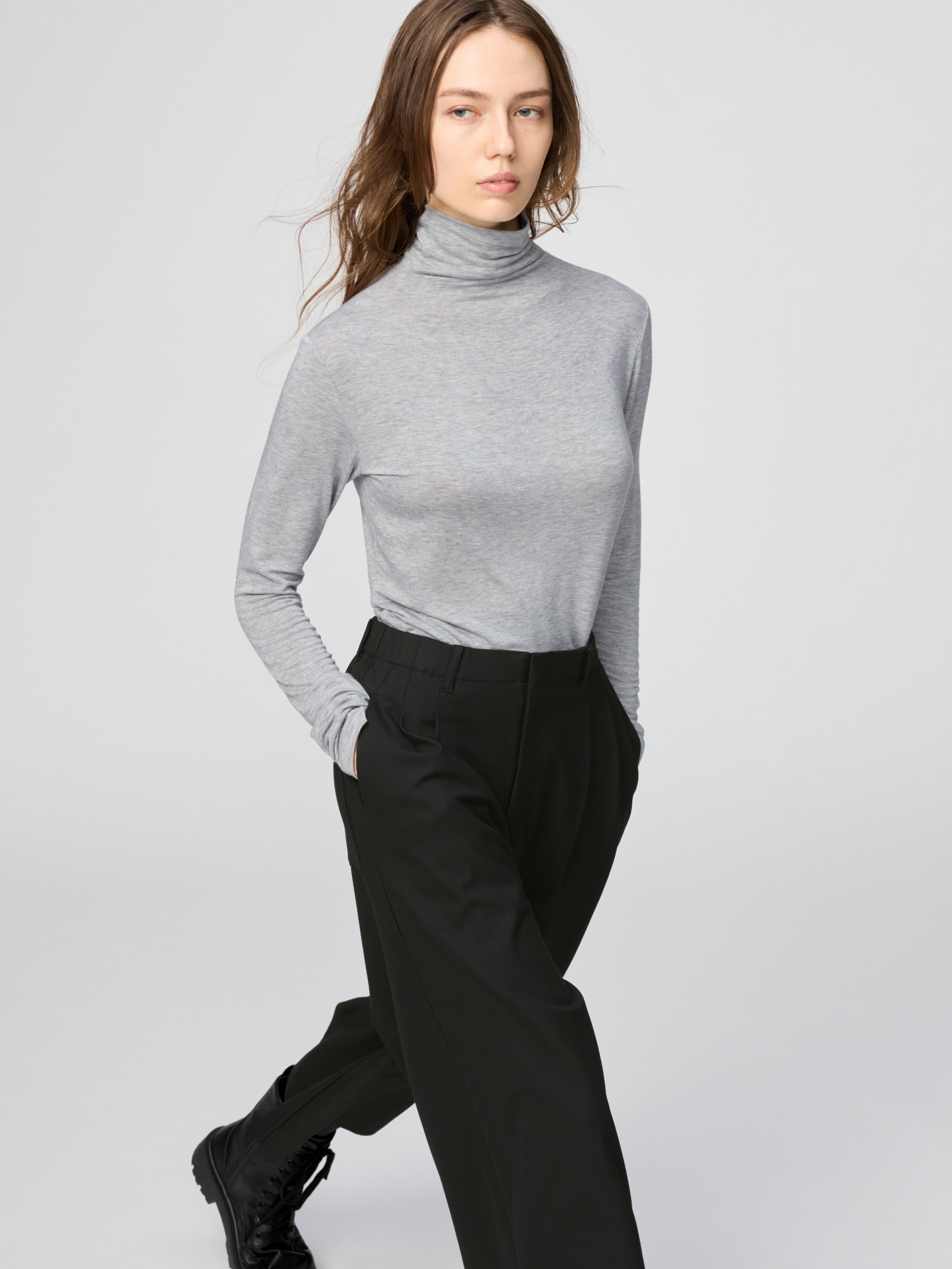 女裝 HEATTECH極暖 喀什米爾混紡高領T恤(長袖) (UNIQLO : C)
