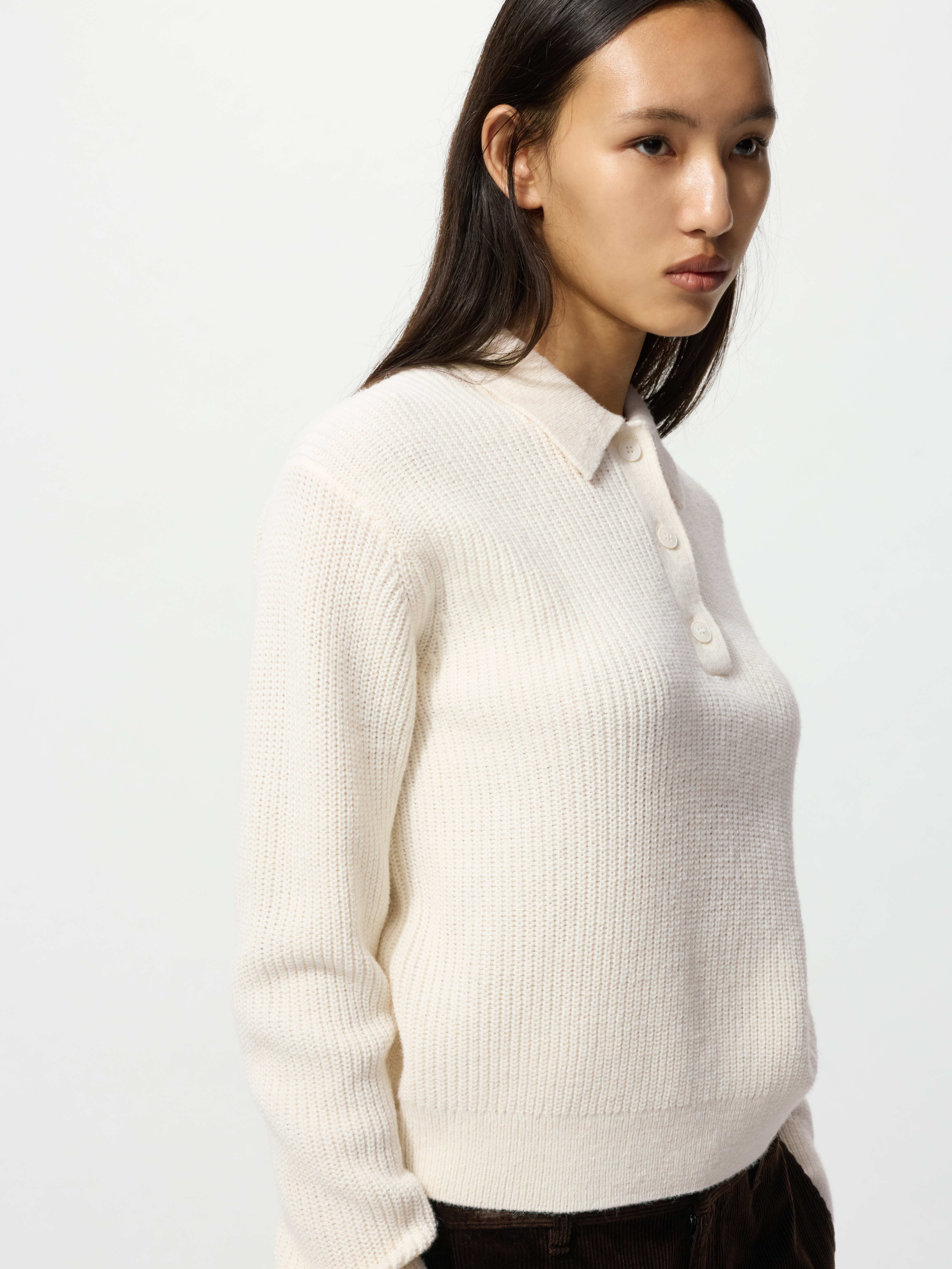 女裝 羊毛混紡POLO針織衫(長袖) (UNIQLO and COMPTOIR DES COTONNIERS)