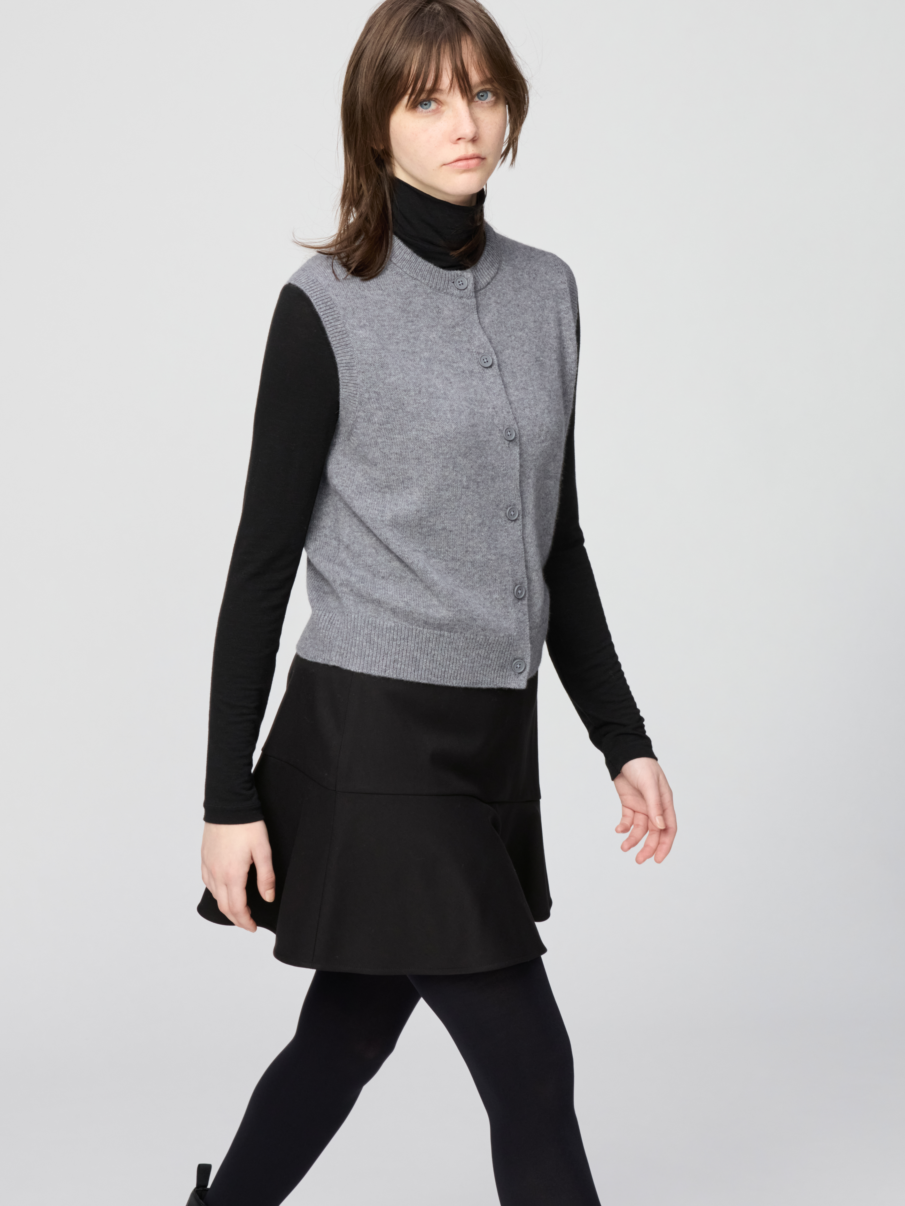 女裝 喀什米爾圓領短版背心 (UNIQLO : C)
