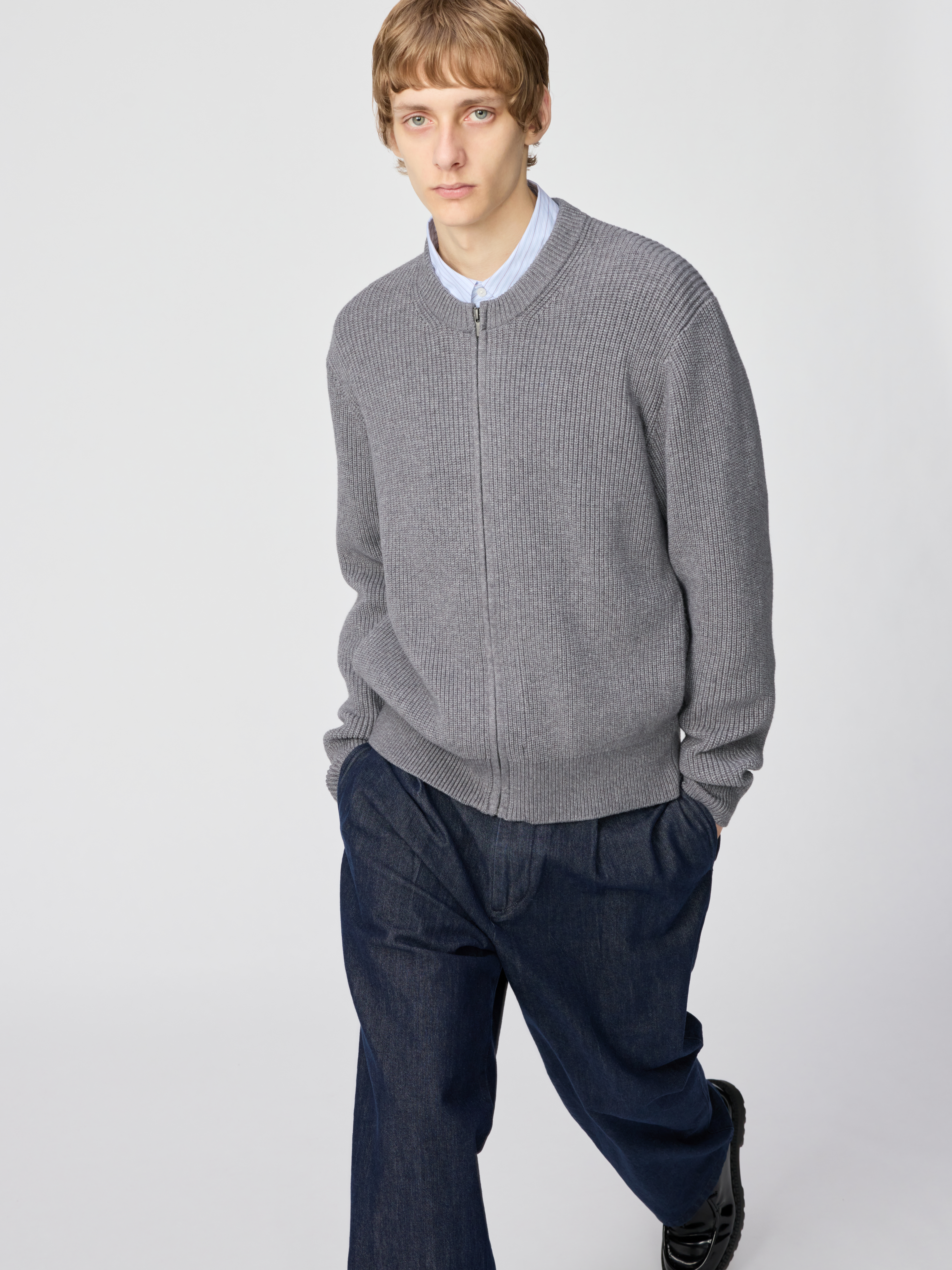 圓領拉鍊開襟外套(長袖)(UNIQLO : C)
