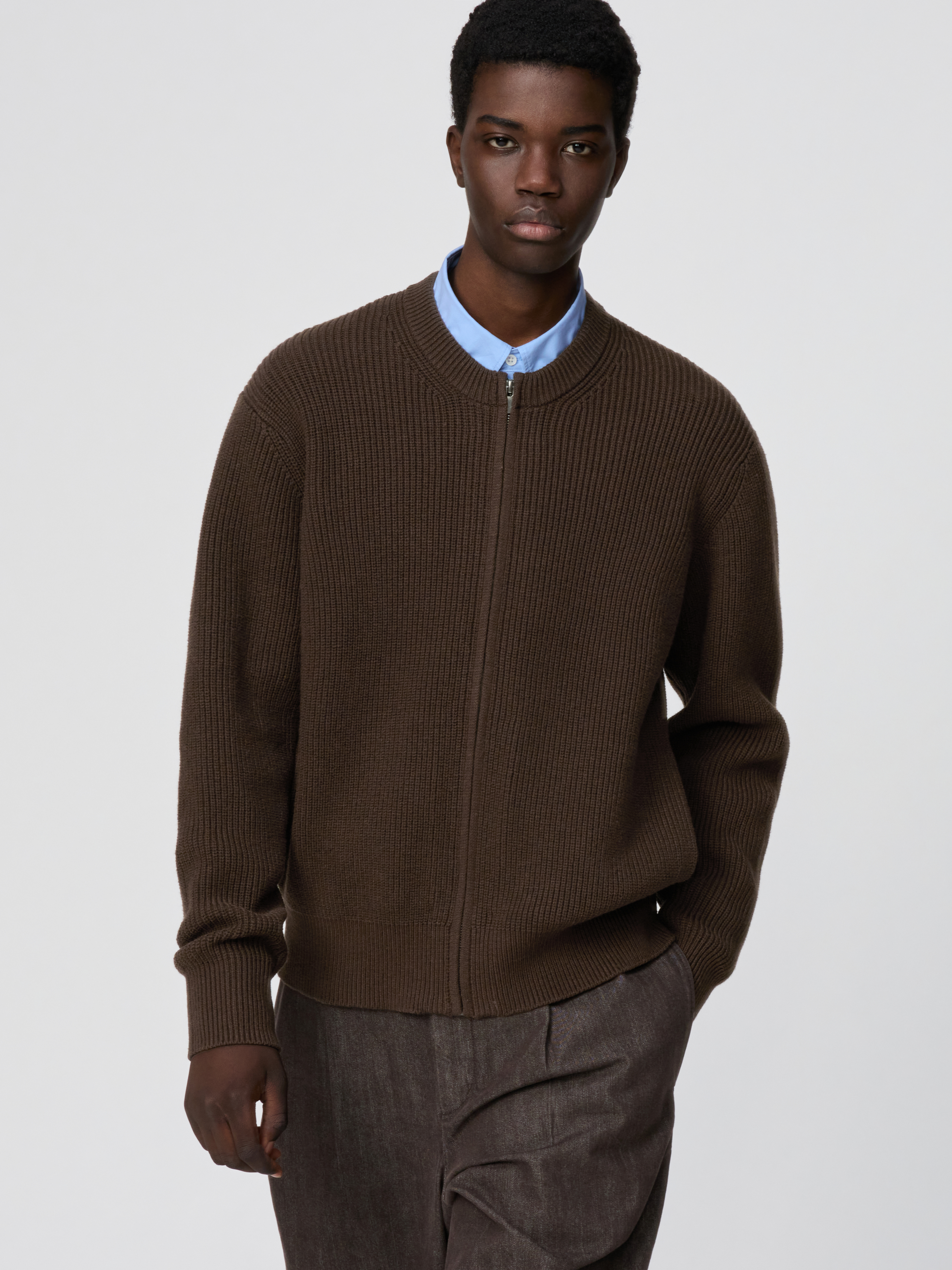 圓領拉鍊開襟外套(長袖) (UNIQLO : C)