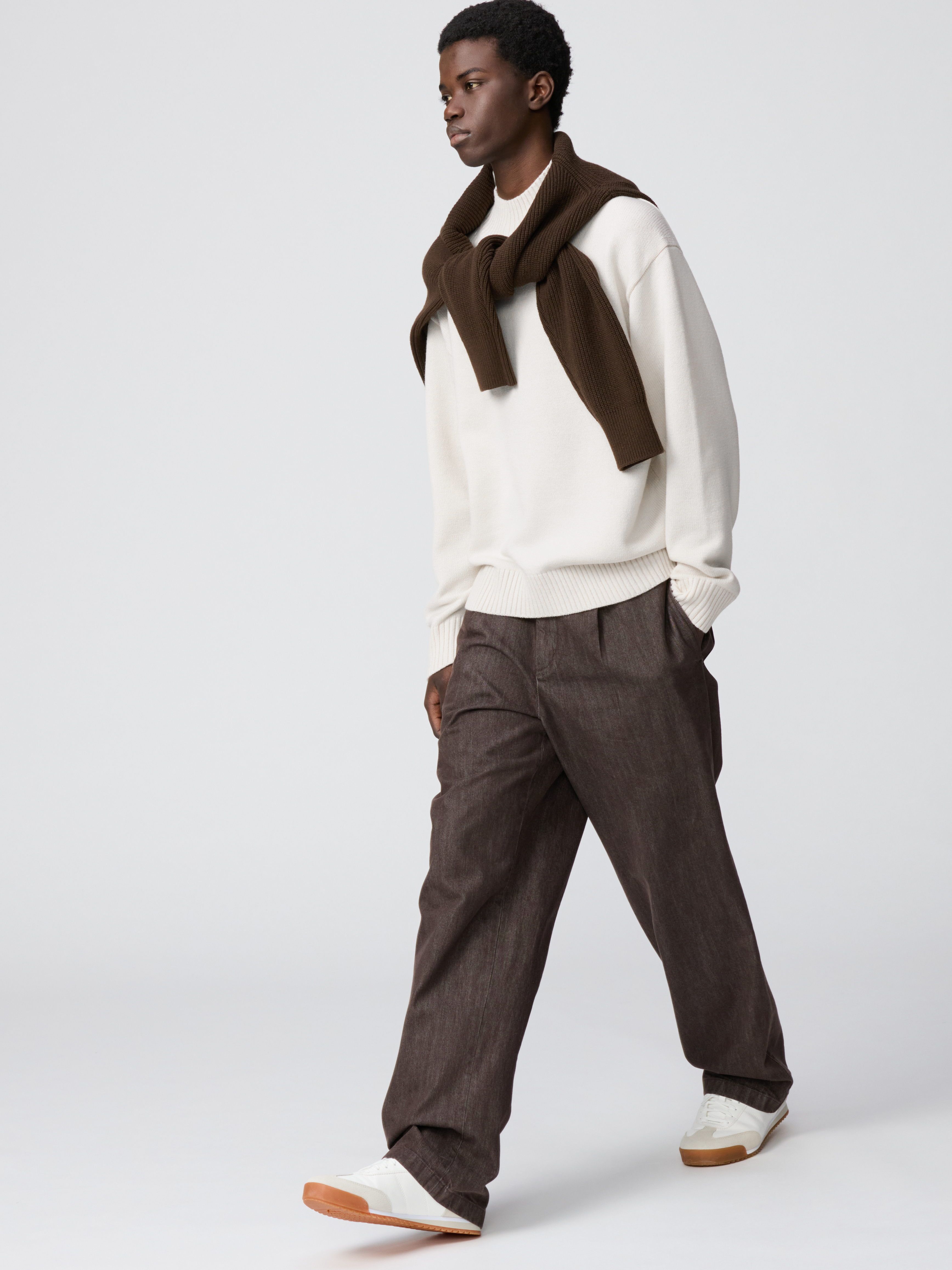 打褶直筒長褲(牛仔) (UNIQLO : C)