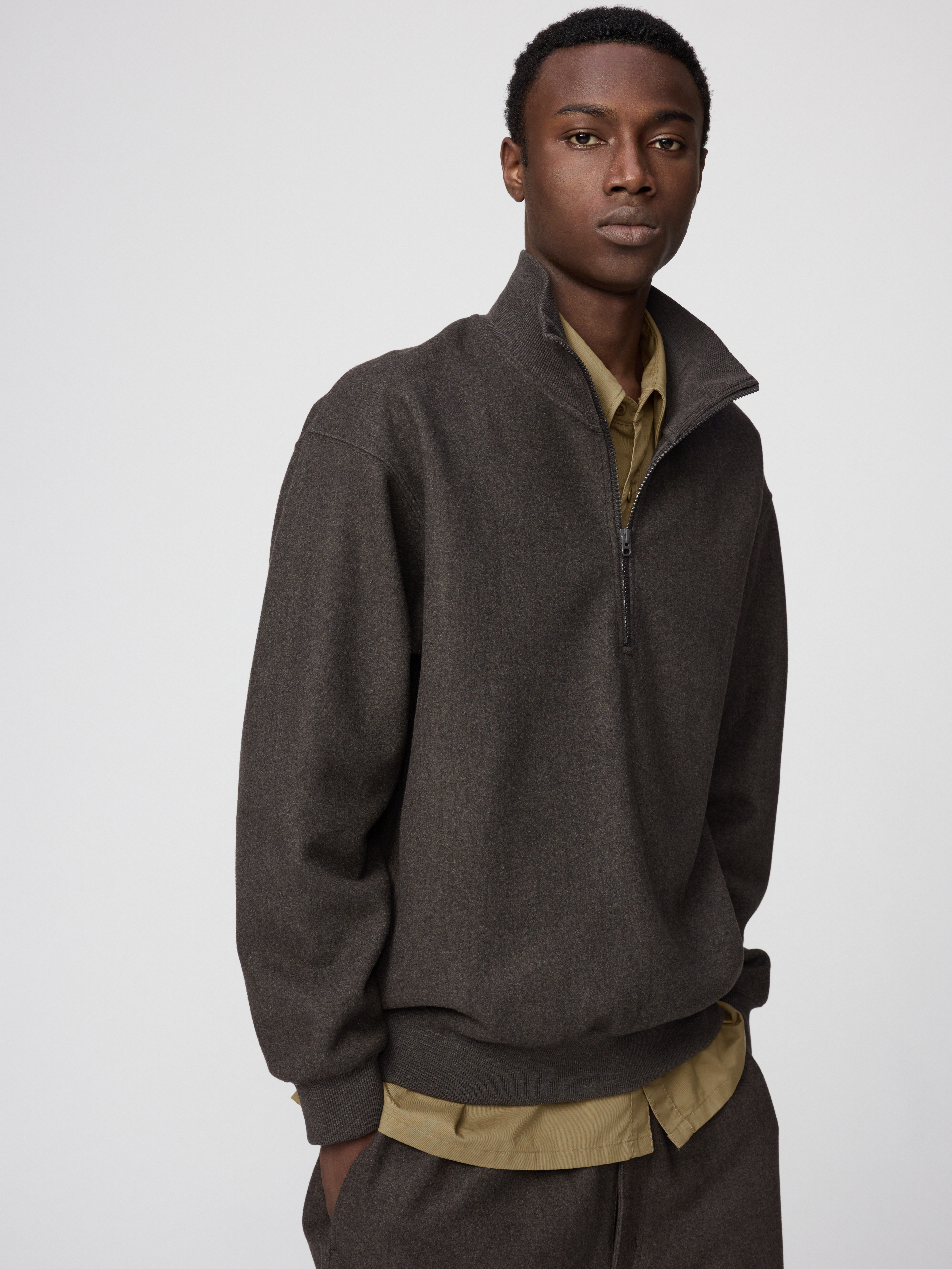 刷毛半開襟休閒上衣(長袖) (Uniqlo U)