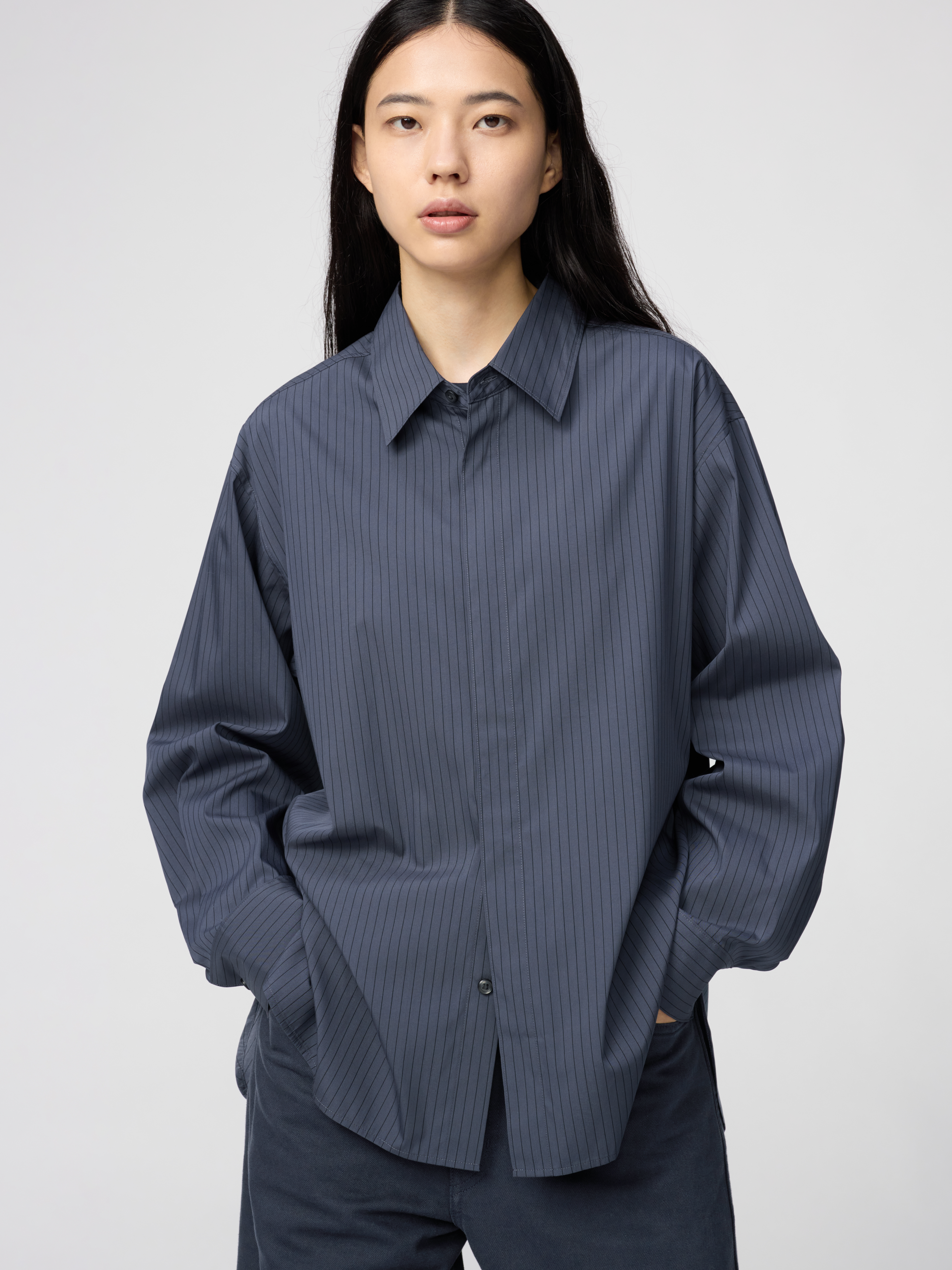 女裝 垂墜風襯衫(長袖) (Uniqlo U)