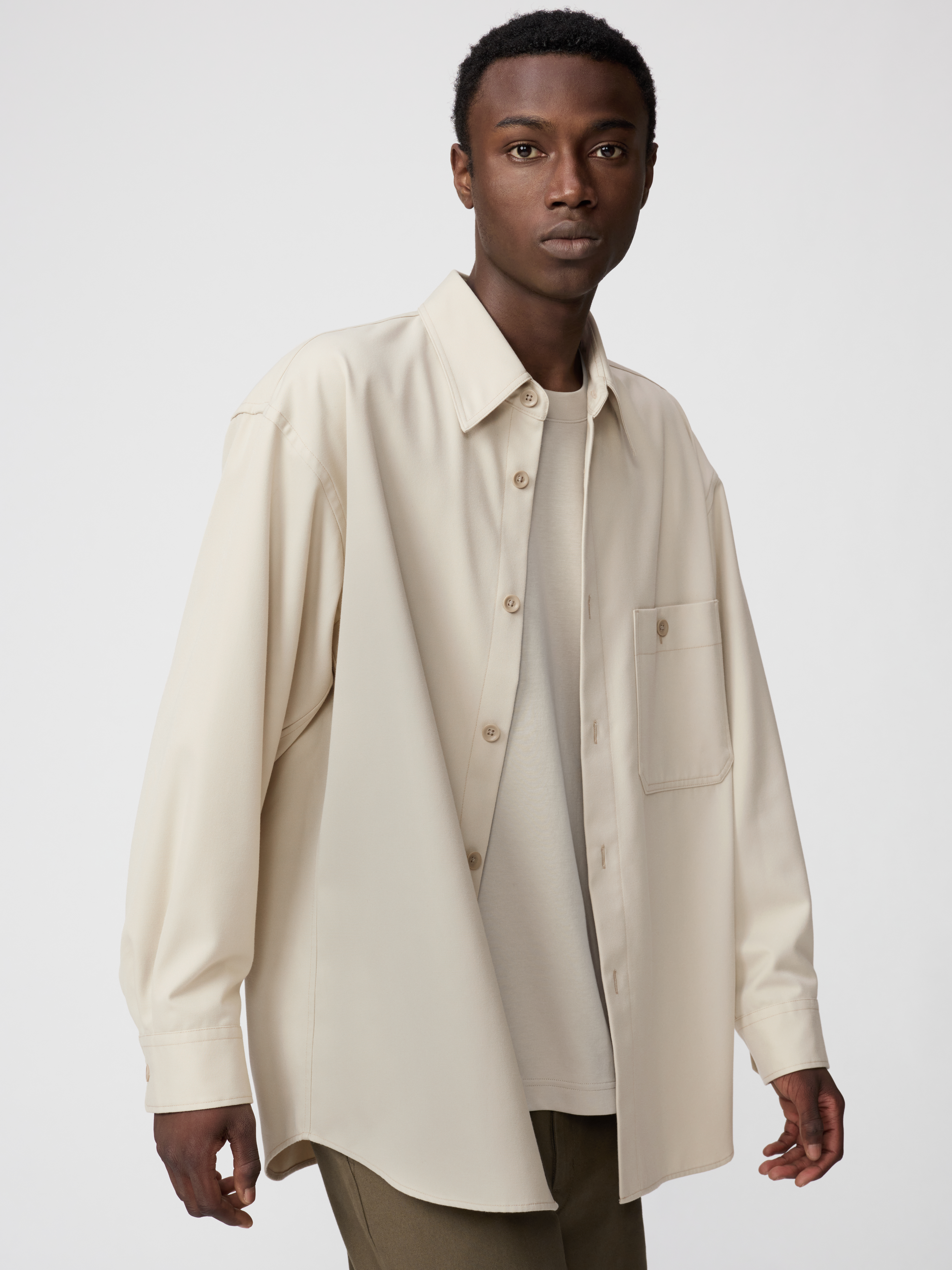 斜紋工作寬版襯衫(長袖) (Uniqlo U)