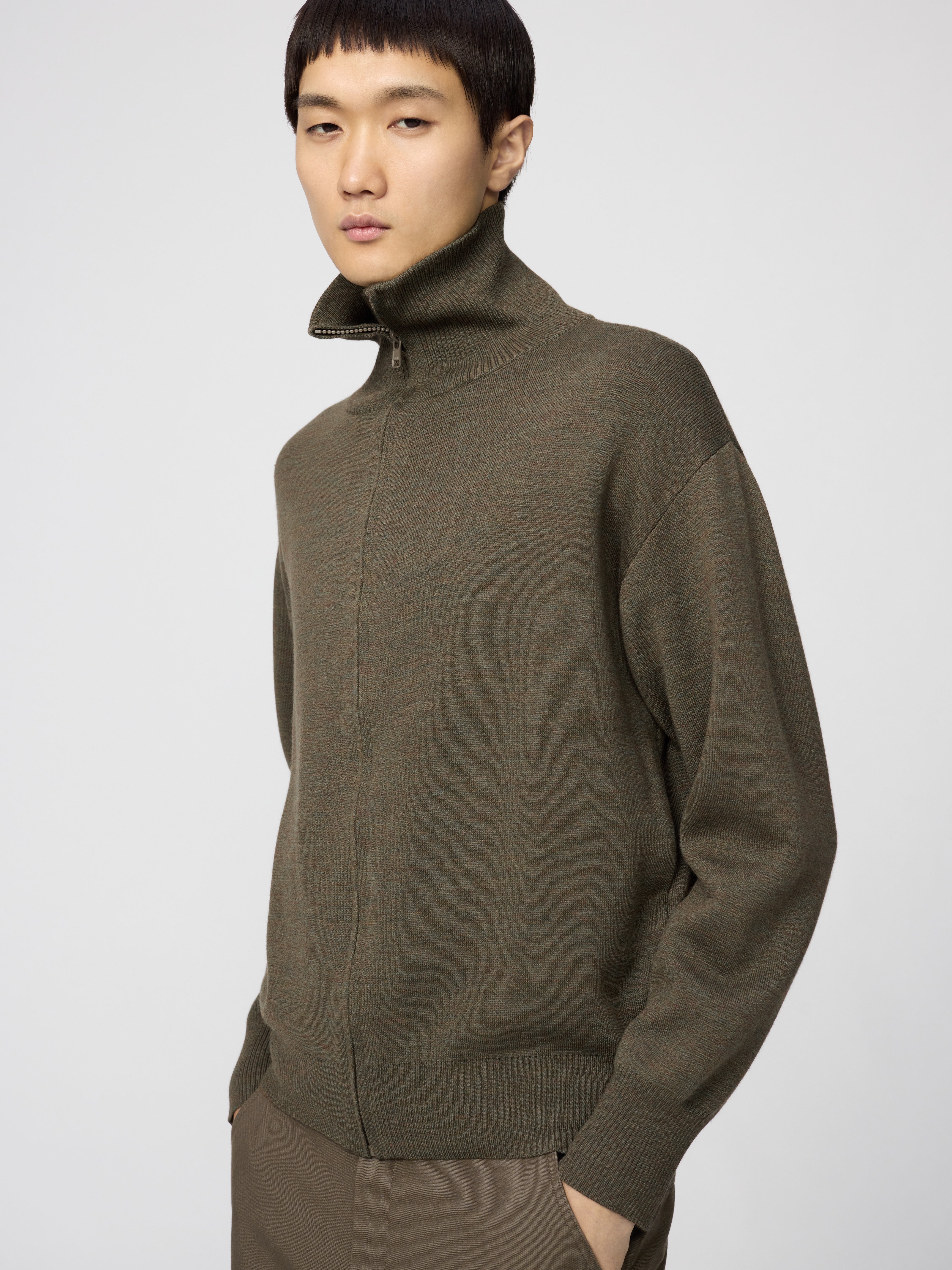 雙面織紋拉鍊外套(長袖) (Uniqlo U)
