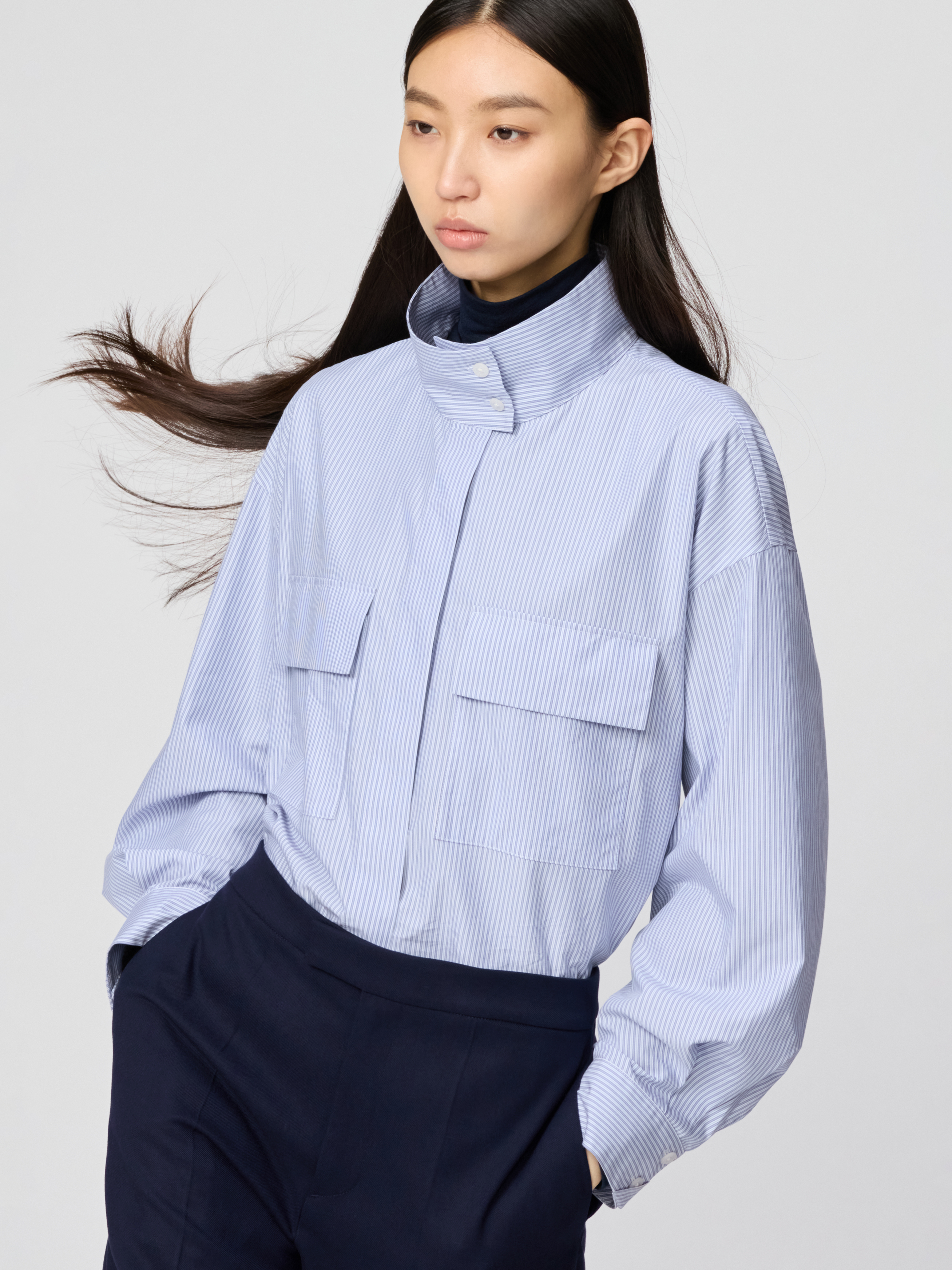 女裝 棉質立領襯衫式外套(長袖) (UNIQLO : C)