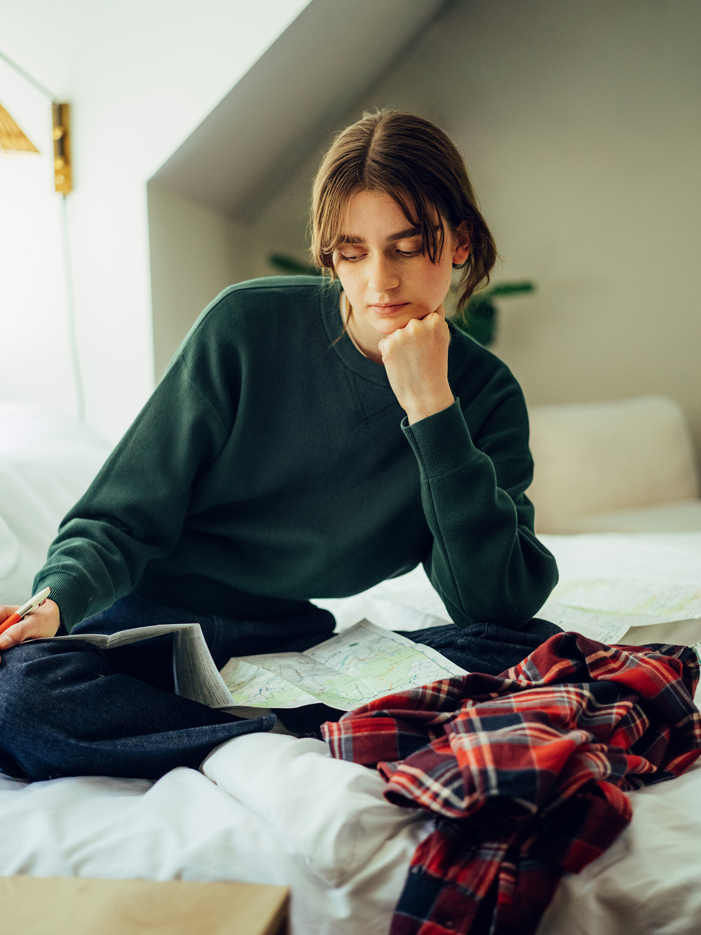 green sweater style model image