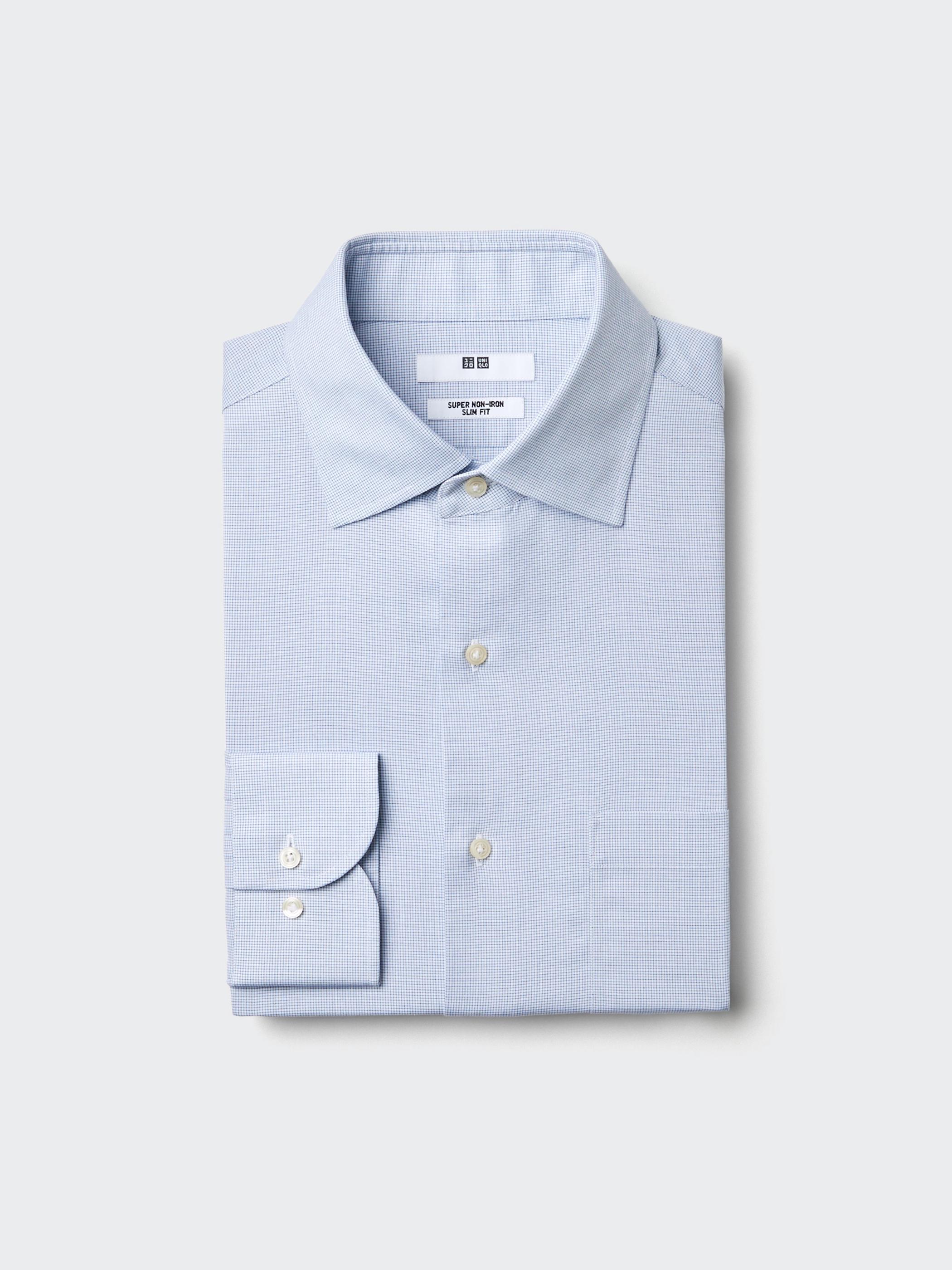 特級抗皺合身襯衫(長袖)(半寬角領/格紋)