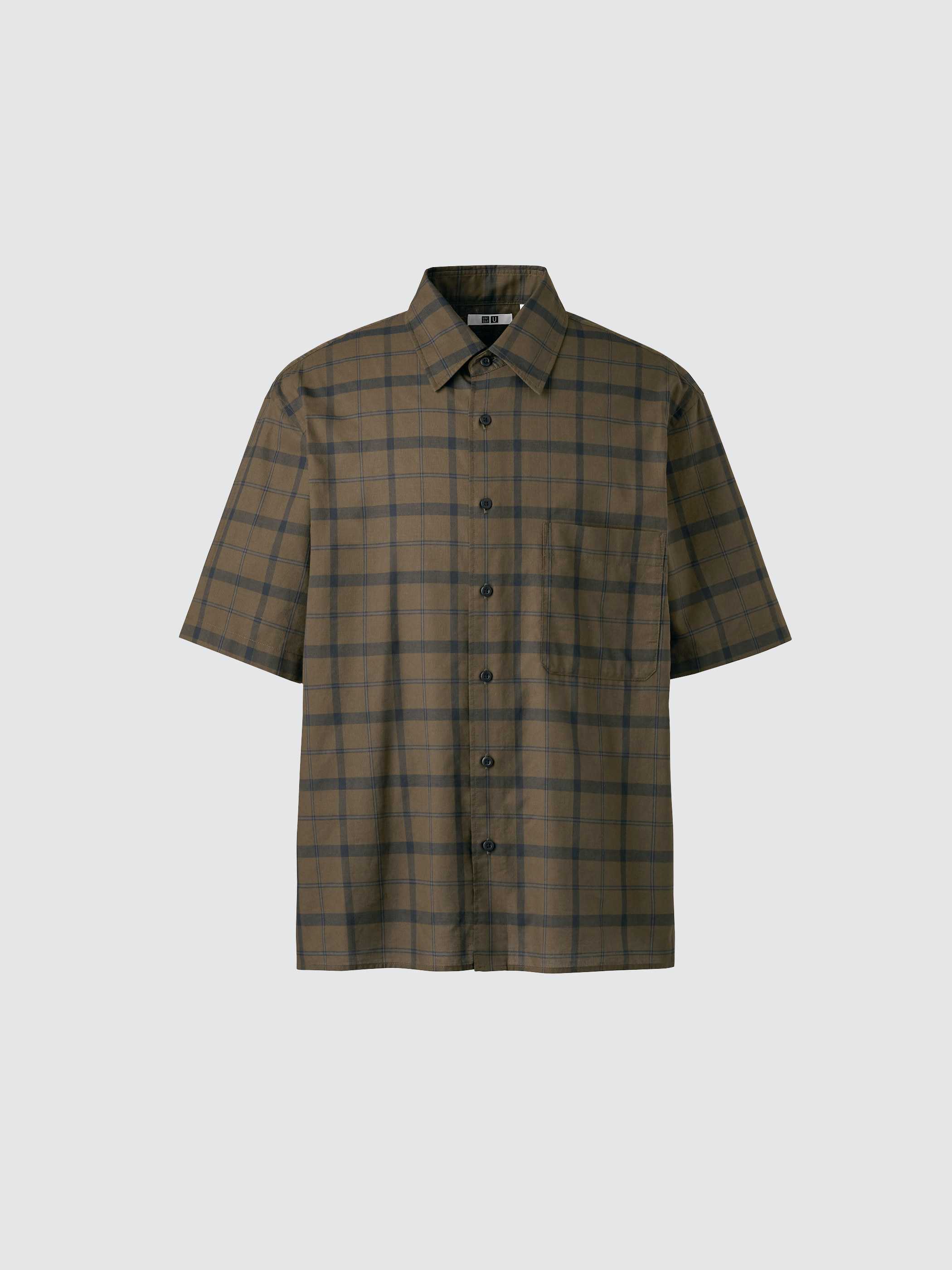 寬版格紋襯衫(短袖) (Uniqlo U)