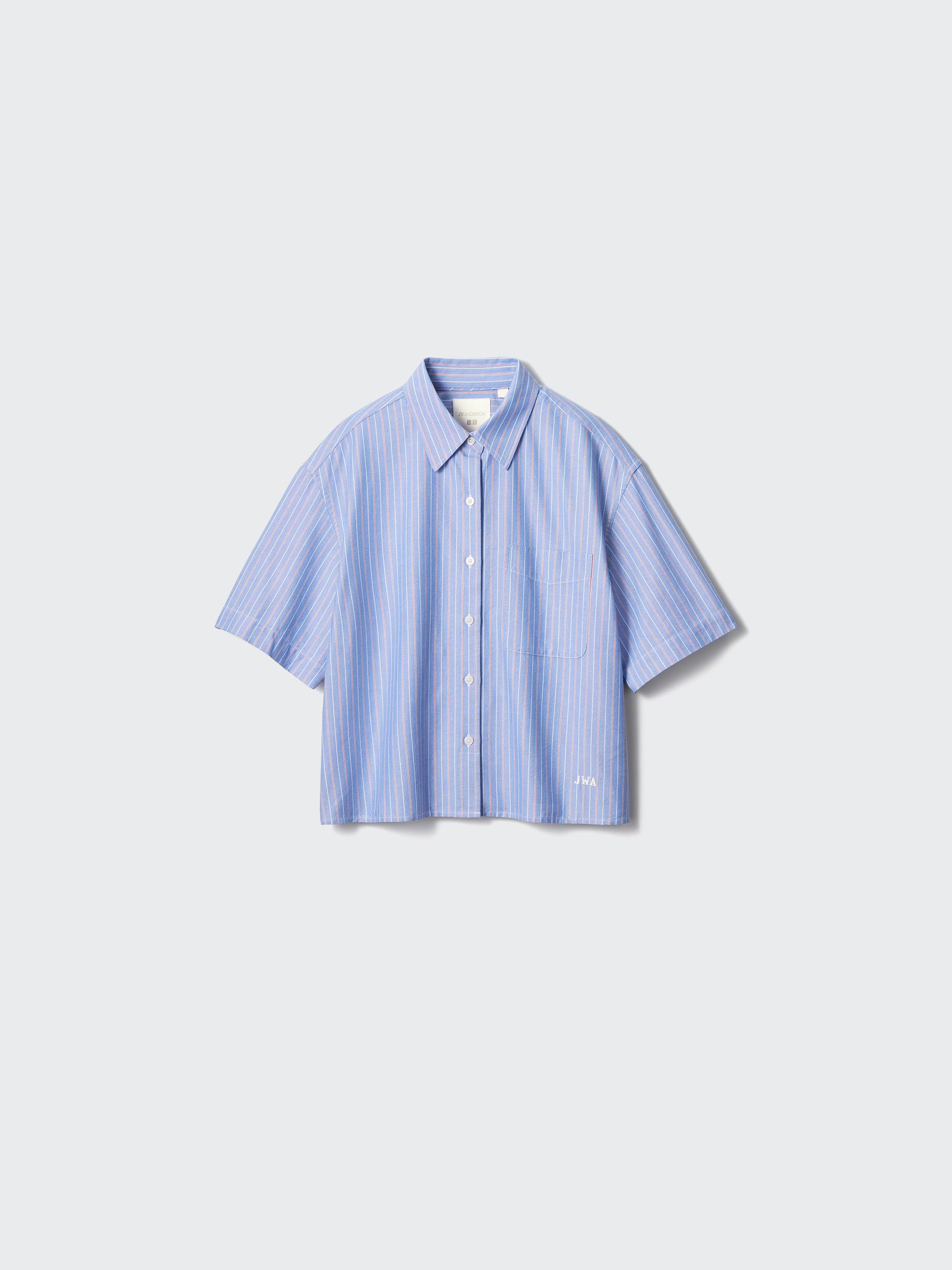 女裝 牛津條紋寬版襯衫(短袖) (UNIQLO and JW ANDERSON)