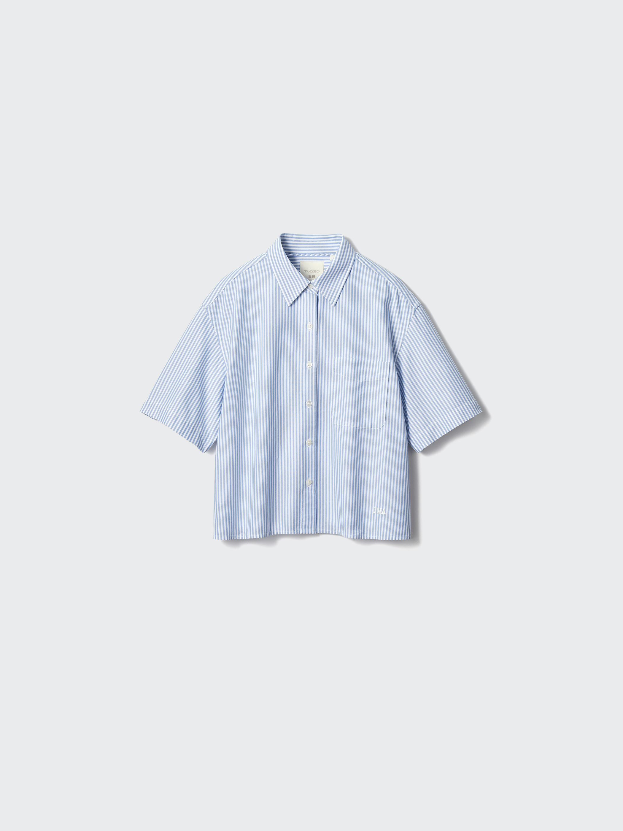 女裝 牛津條紋寬版襯衫(短袖) (UNIQLO and JW ANDERSON)