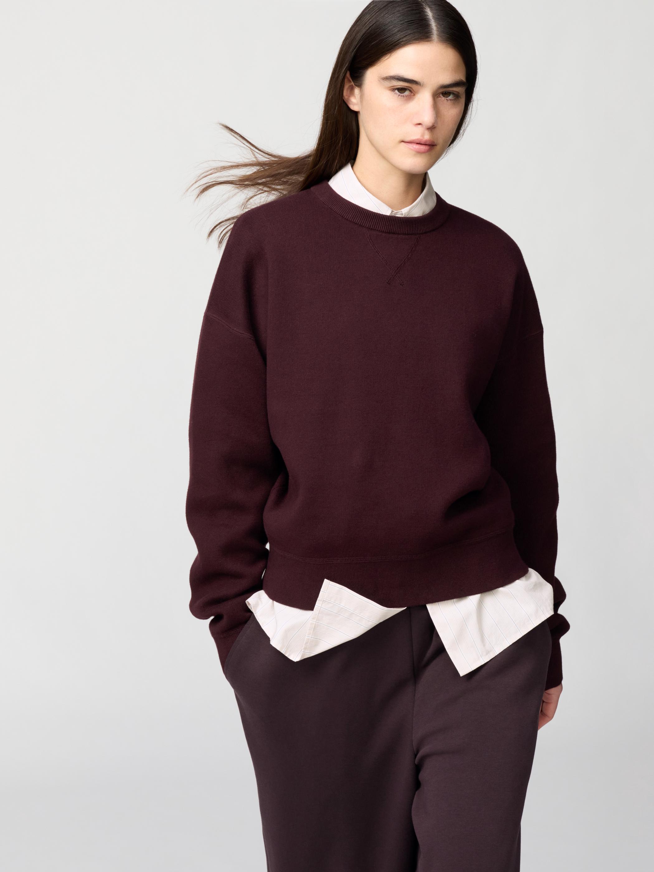 WOMEN SMOOTH COTTON CREW NECK SWEATER (UNIQLO : C)
