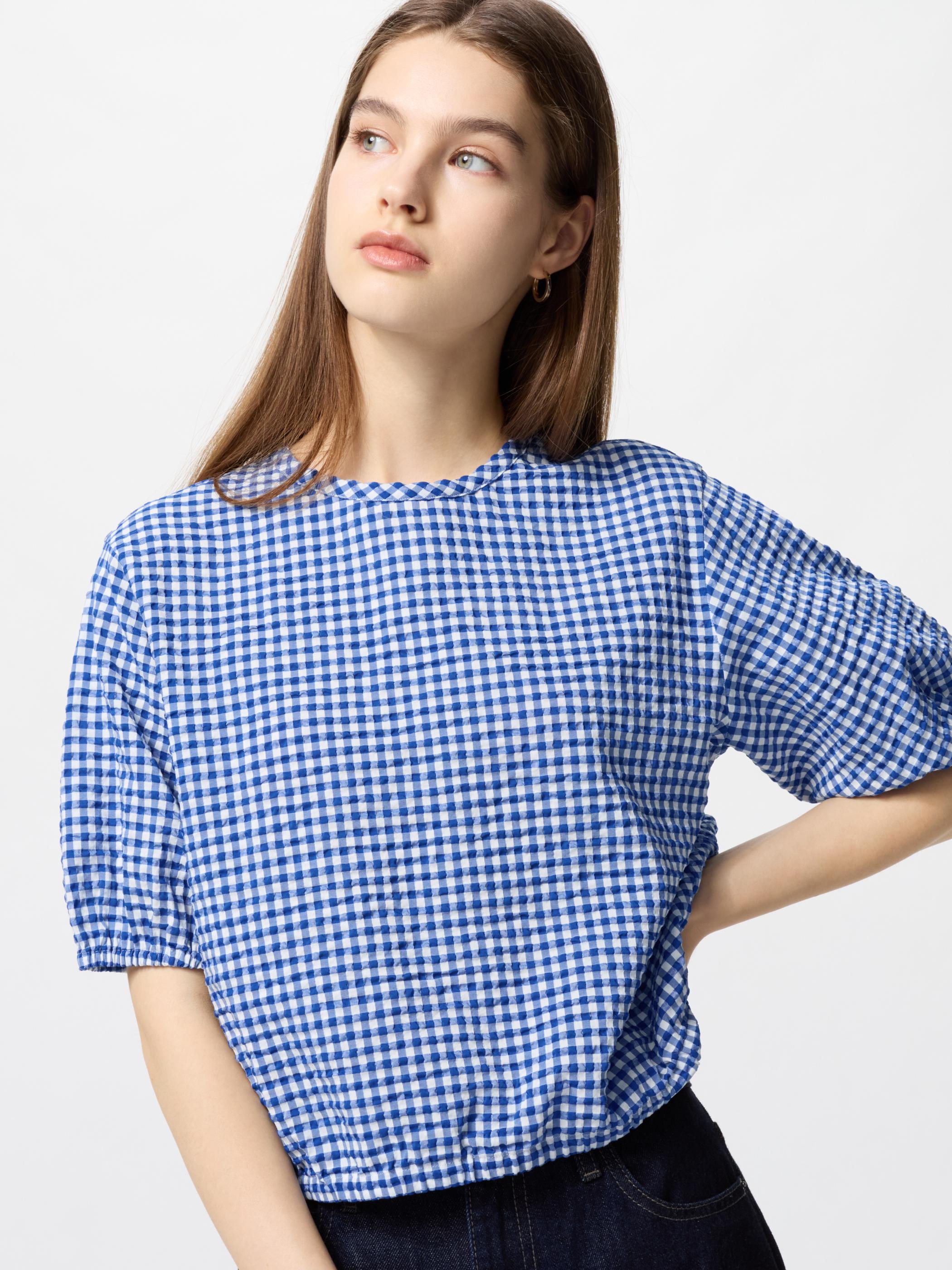 WOMEN SEERSUCKER VOLUME BLOUSE