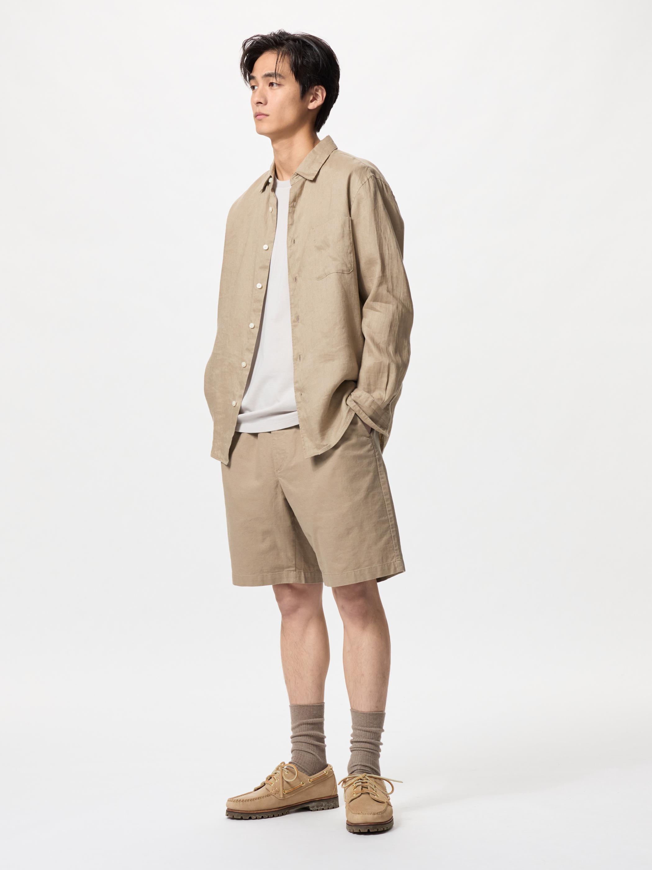 MEN LINEN BLEND EASY SHORTS