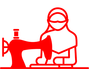 縫製研修を受けた難民女性 ピクトグラム