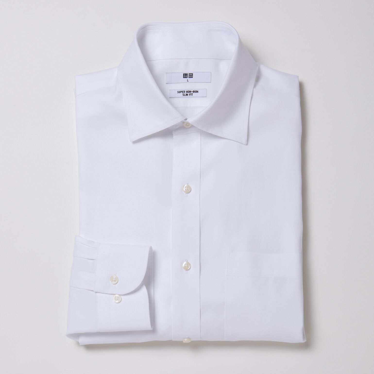 ファインクロススーパーノンアイロンスリムフィットシャツ（セミワイドカラー・長袖）