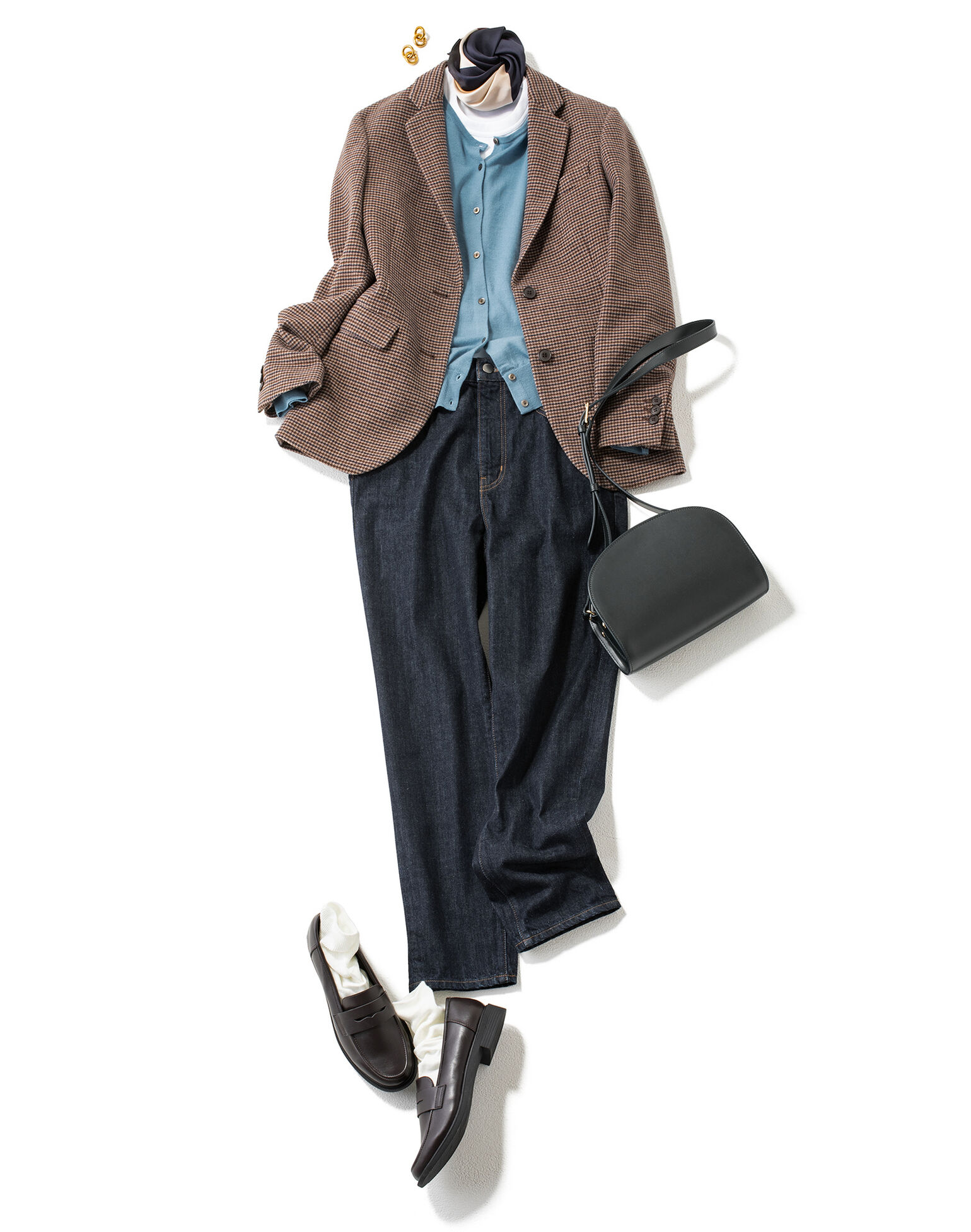 クルーネックT（半袖）&エクストラファインメリノクルーネックカーディガン（長袖）