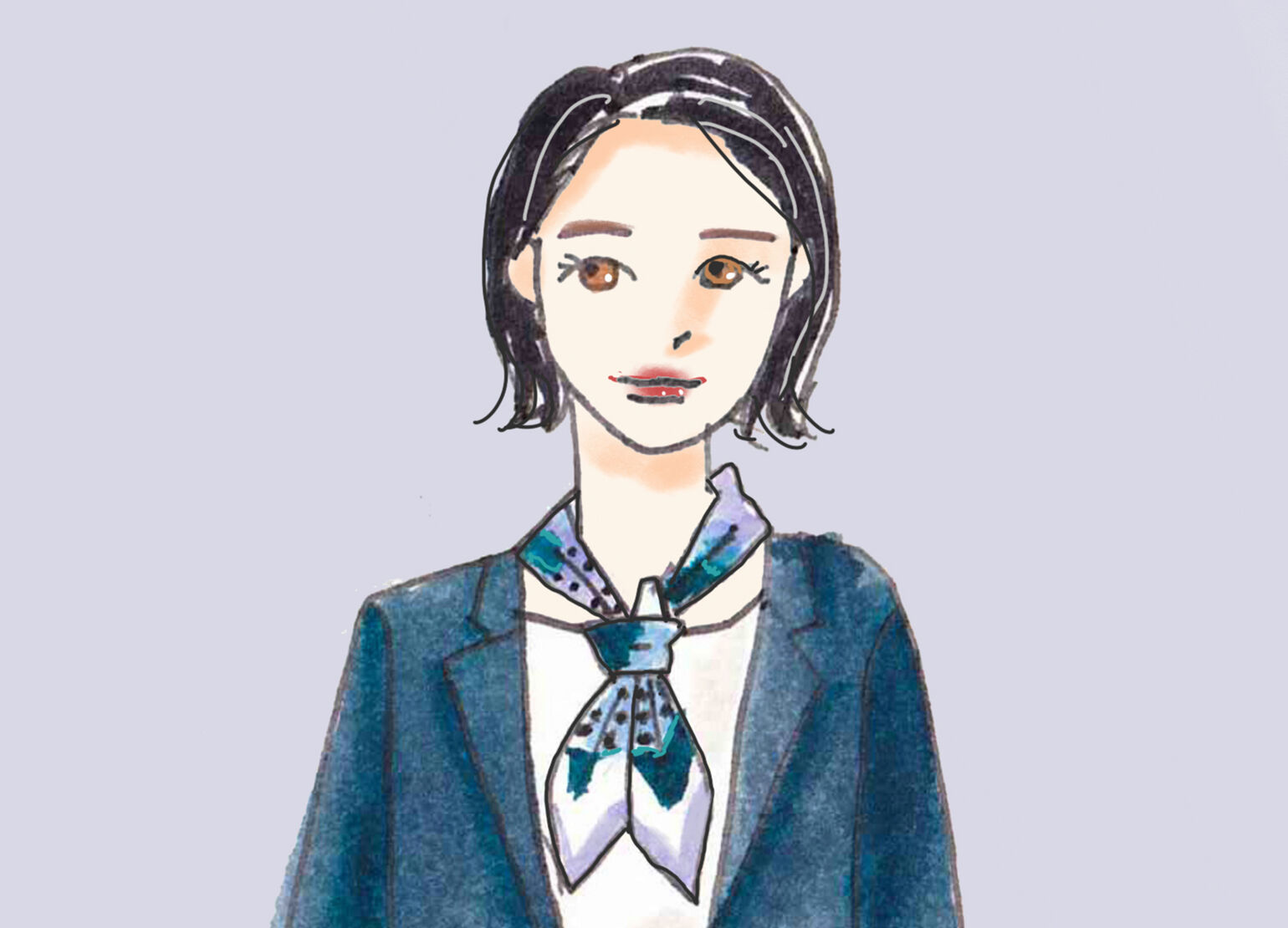 スカーフのネクタイ巻きのイラスト