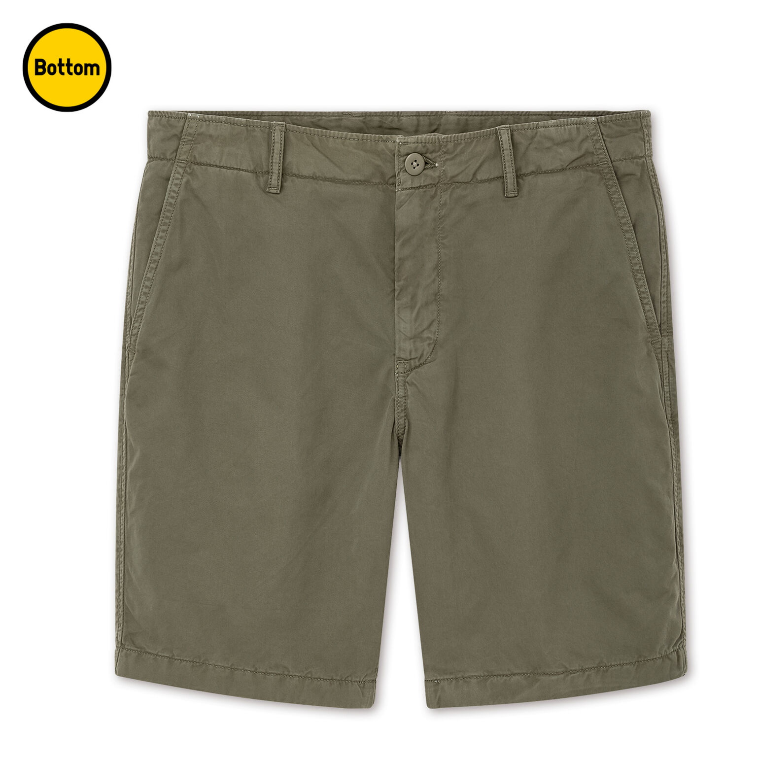 アメカジのベーシックボトム、ダークグリーンのチノショートパンツの画像