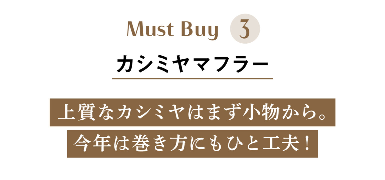 Must Buy3_カシミヤマフラー_上質なカシミヤはまず小物から。今年は巻き方にもひと工夫!