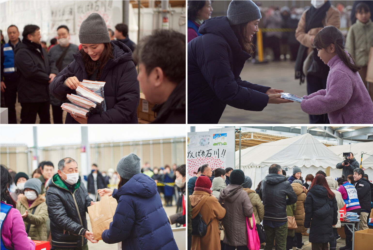 被災された方々が利用する仮設浴場にサプライズ登場