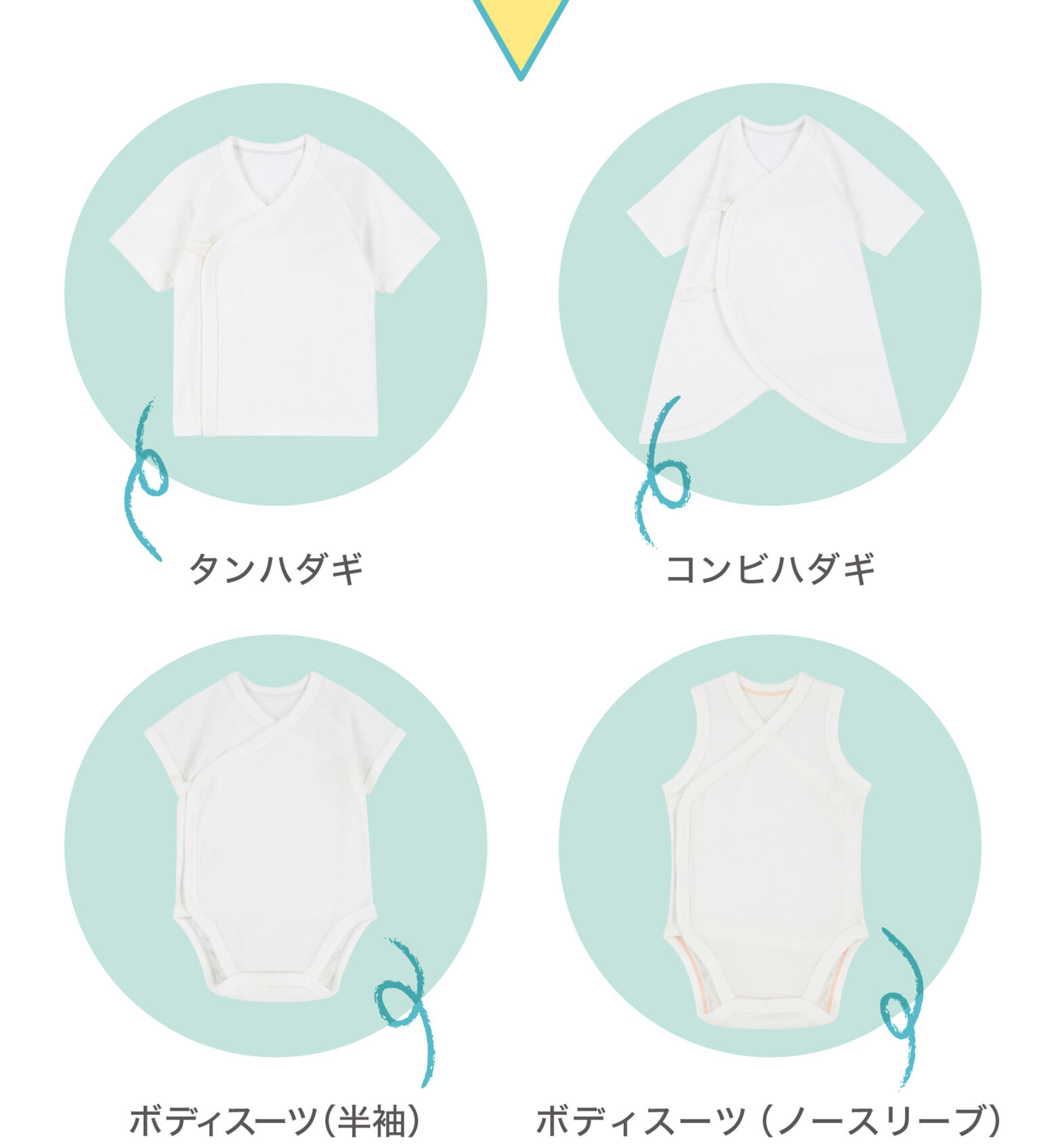 タンハダギ、コンビハダギ、ボディスーツ（半袖）、ボディスーツ（ノースリーブ）のアイテム写真