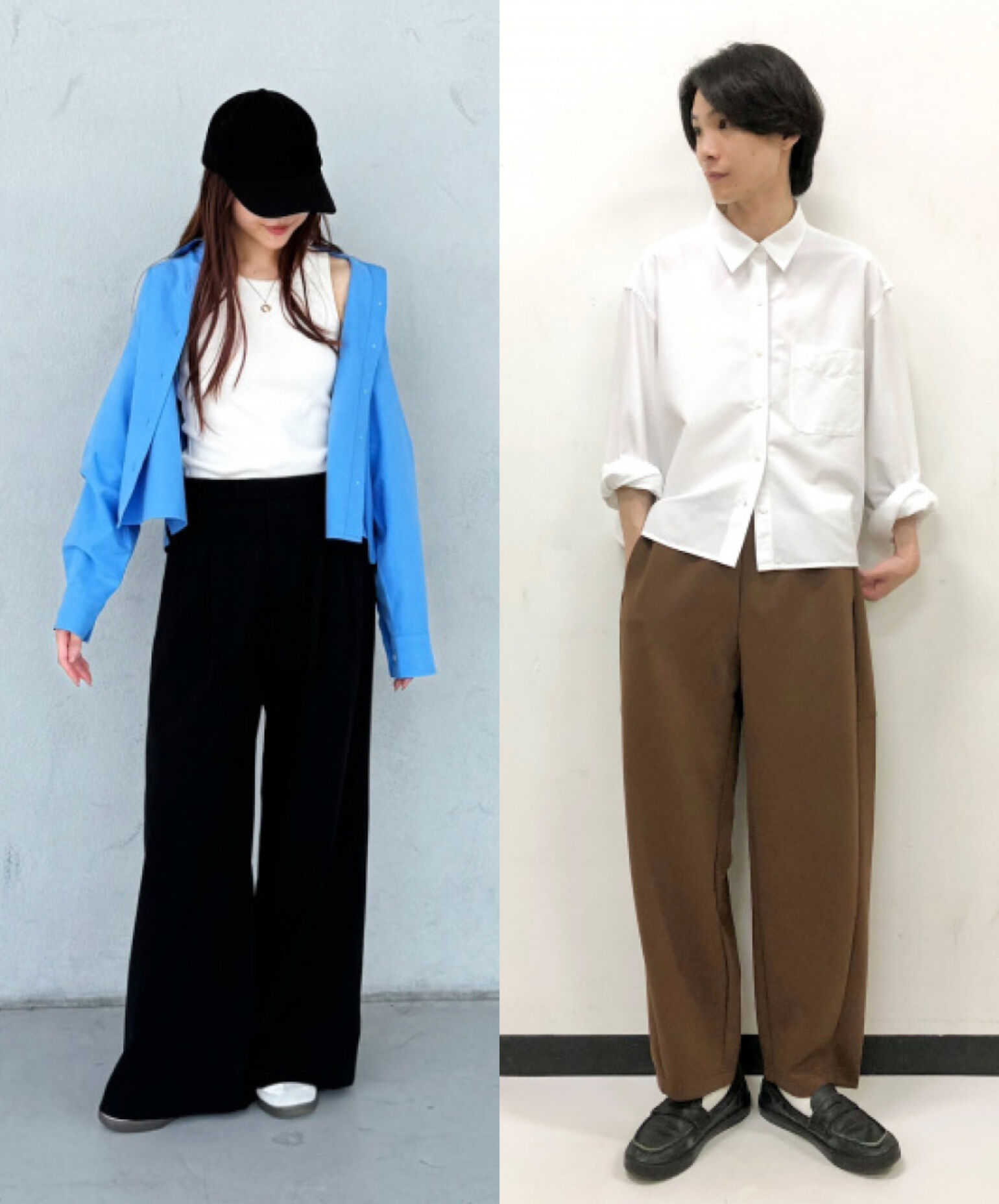 ユニセックスで着られるシンプルなカラーとストライプ柄