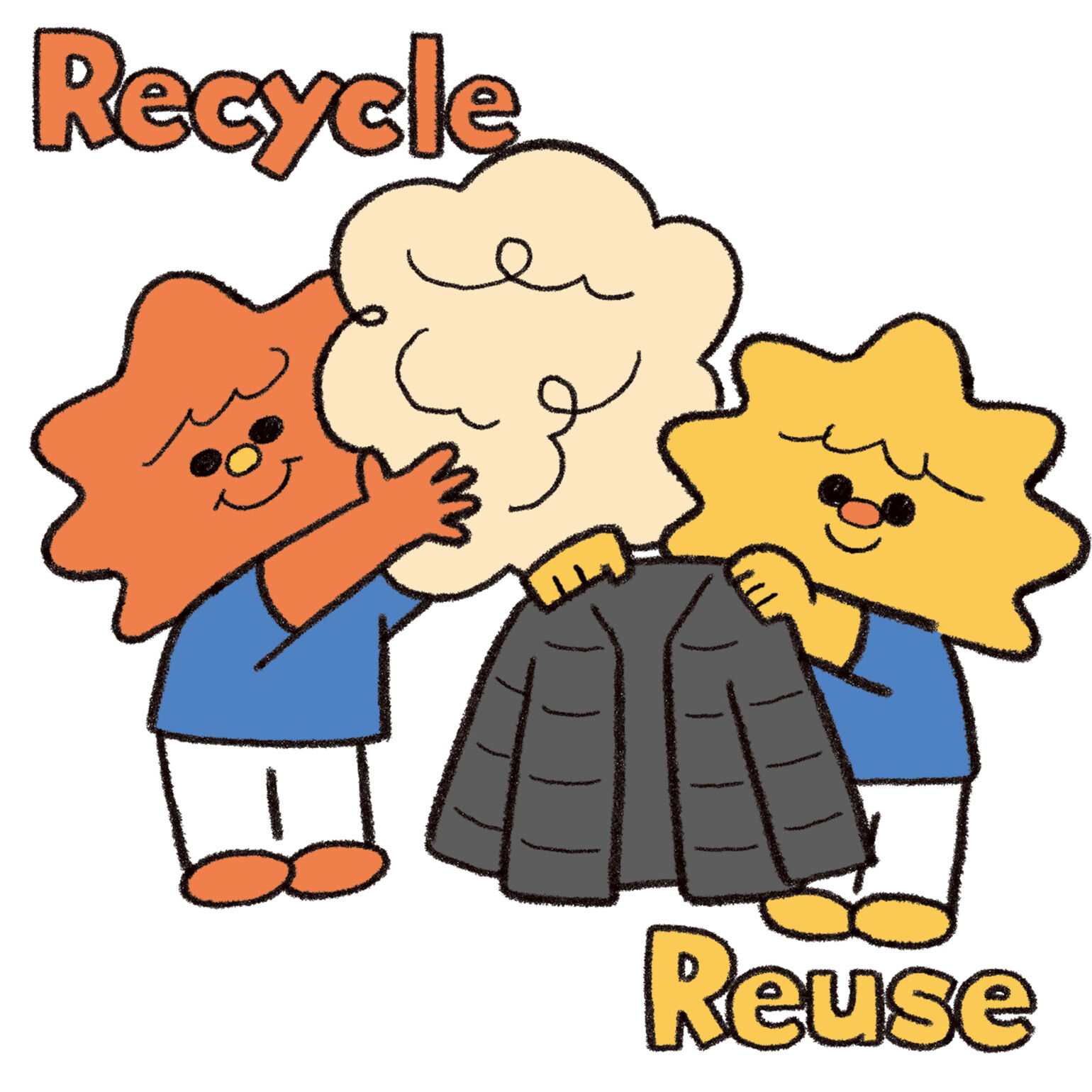 リサイクルとリユースの違いを説明するイラスト