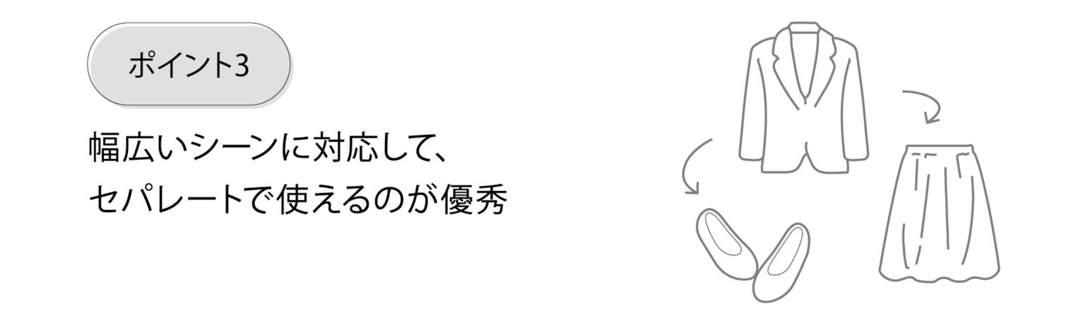 ポイント3 幅広いシーンに対応して、セパレートで使えるのが優秀