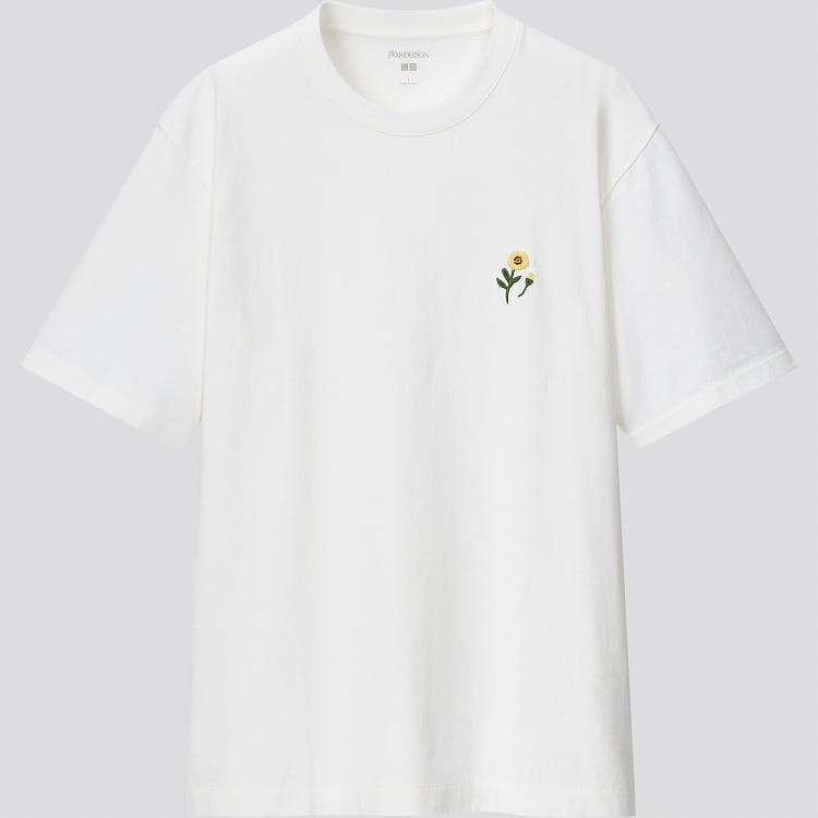 Flower Embroidery Crew Neck Short-Sleeve T-Shirt