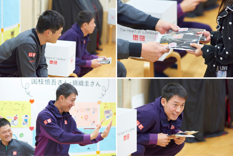 It was time to present the HEATTECH gifts. The Ambassadors handed out each item personally