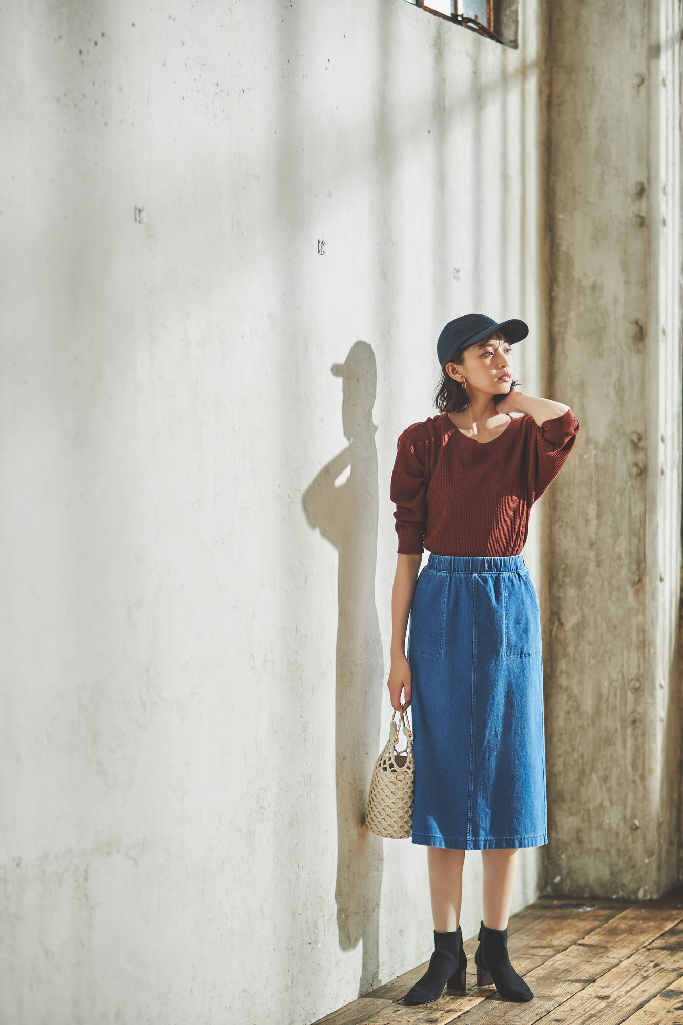 uniqlo denim jersey skirt