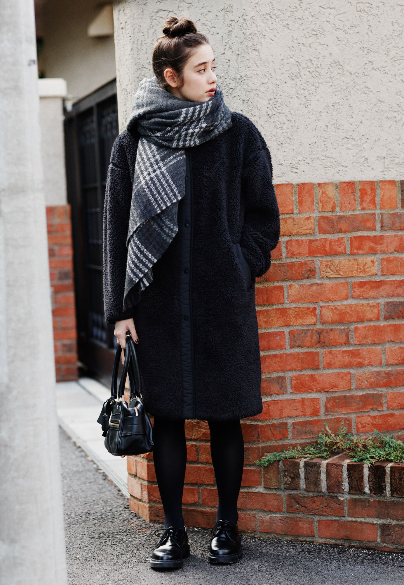 long black fleece coat