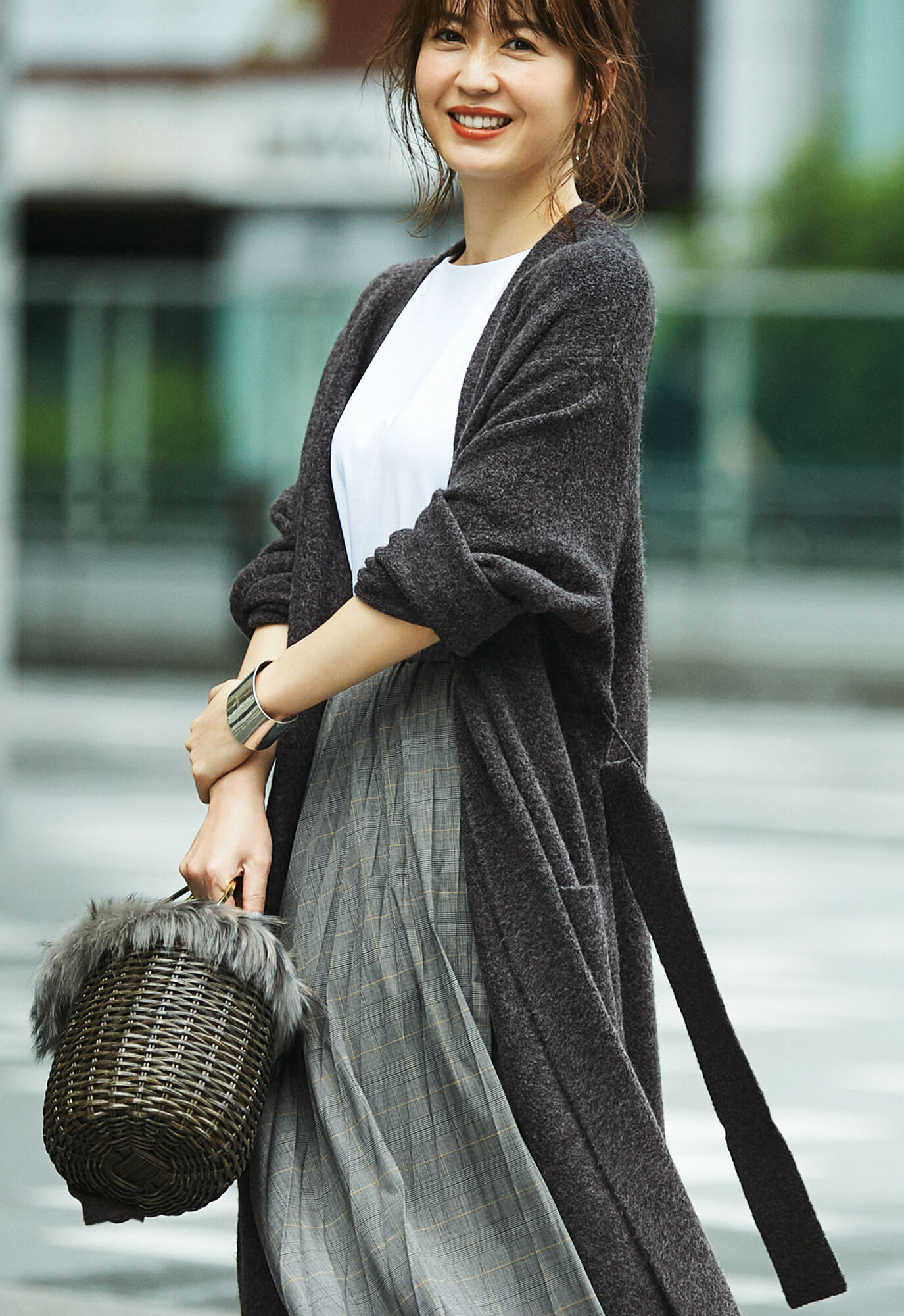 アコーディオンプリーツロングスカート（グレンチェック・丈標準78～82CM）